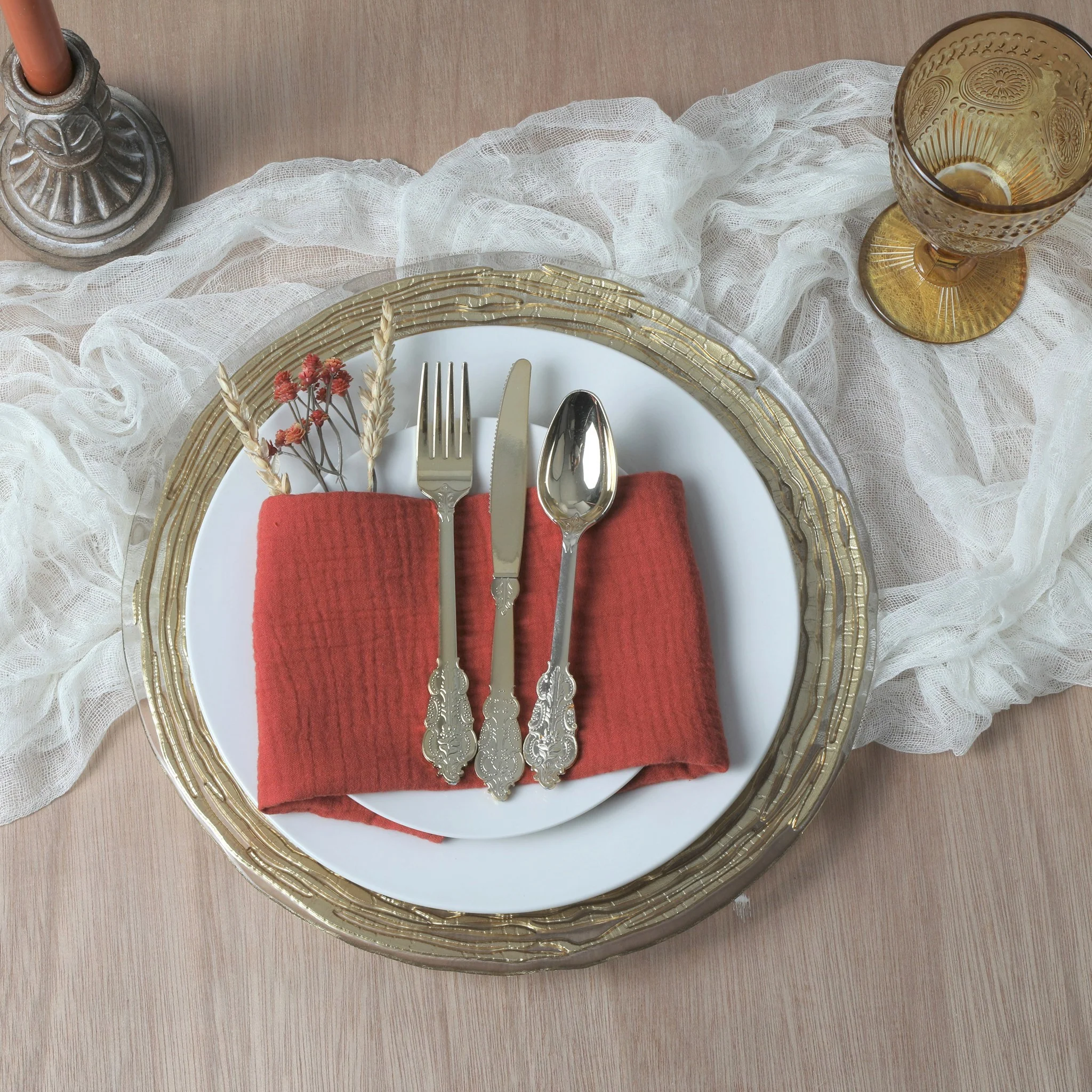 Cotton Gauze Crinkle Napkins 16"x16" (5 pcs/pk) - Rust - Image 3