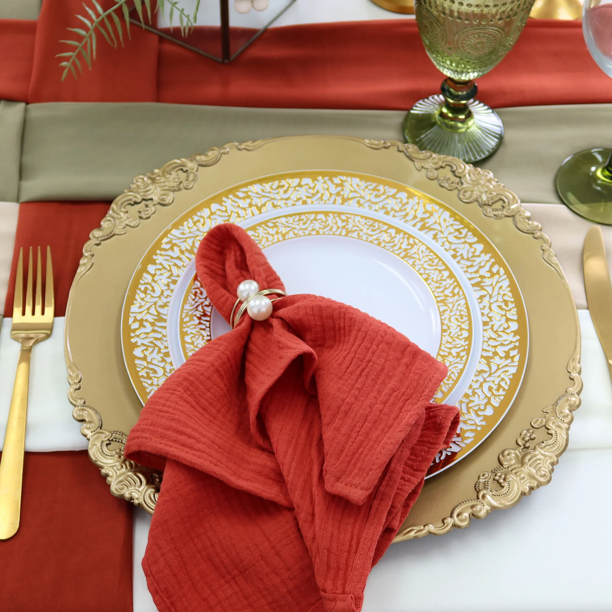 Cotton Gauze Crinkle Napkins 16"x16" (5 pcs/pk) - Rust - Image 4