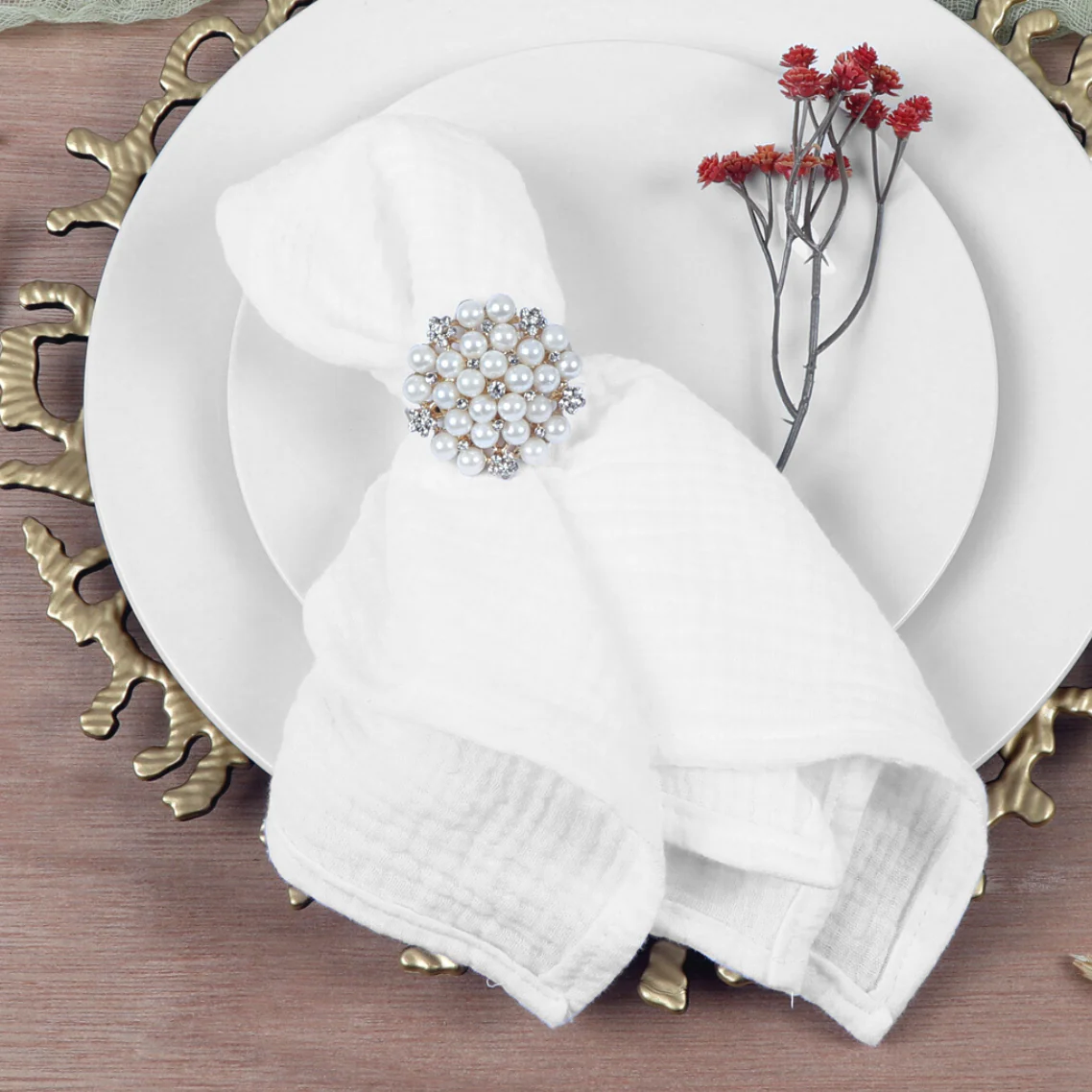 Cotton Gauze Crinkle Napkins 16"x16" (5 pcs/pk) - White