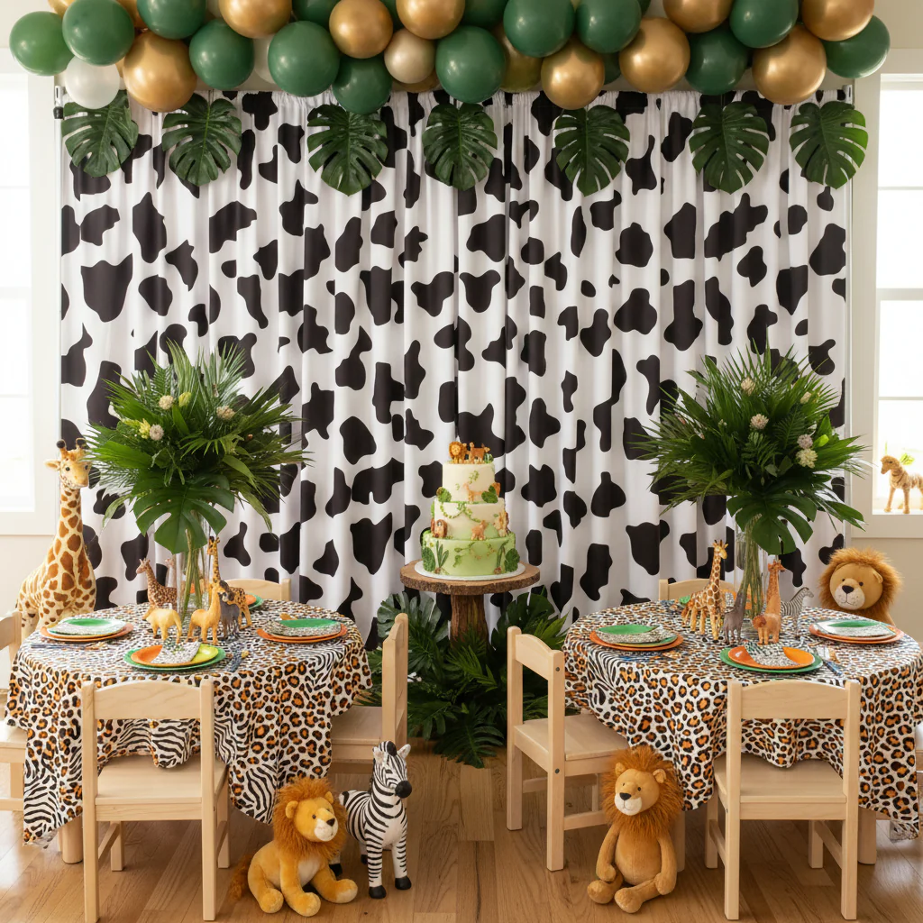 Cow Animal Print Spandex 4-way Stretch Drape Curtain 12ft H x 60" W - Image 2