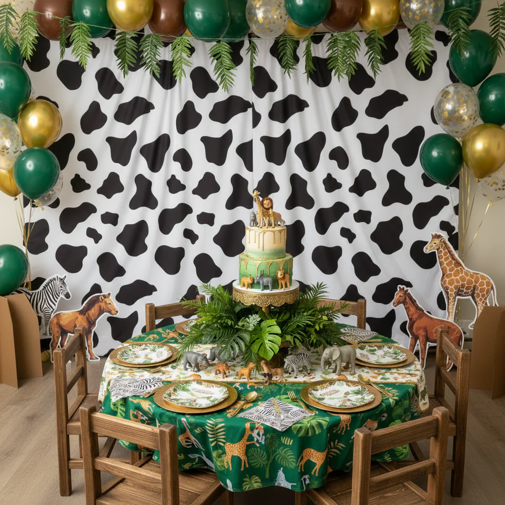 Cow Animal Print Spandex 4-way Stretch Drape Curtain 12ft H x 60" W - Image 3