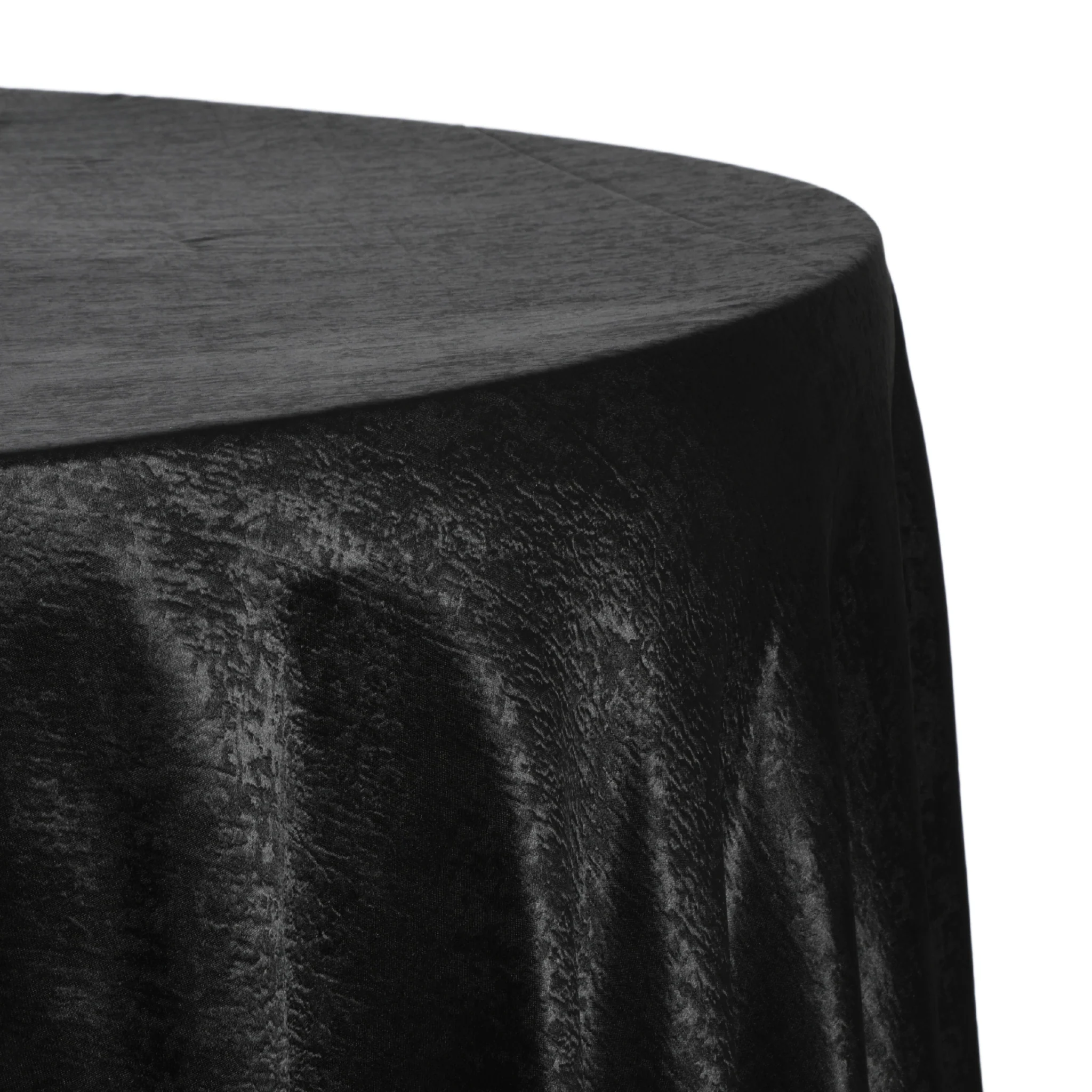 Crinkle Shimmer 120" Round Tablecloth - Black - Image 2