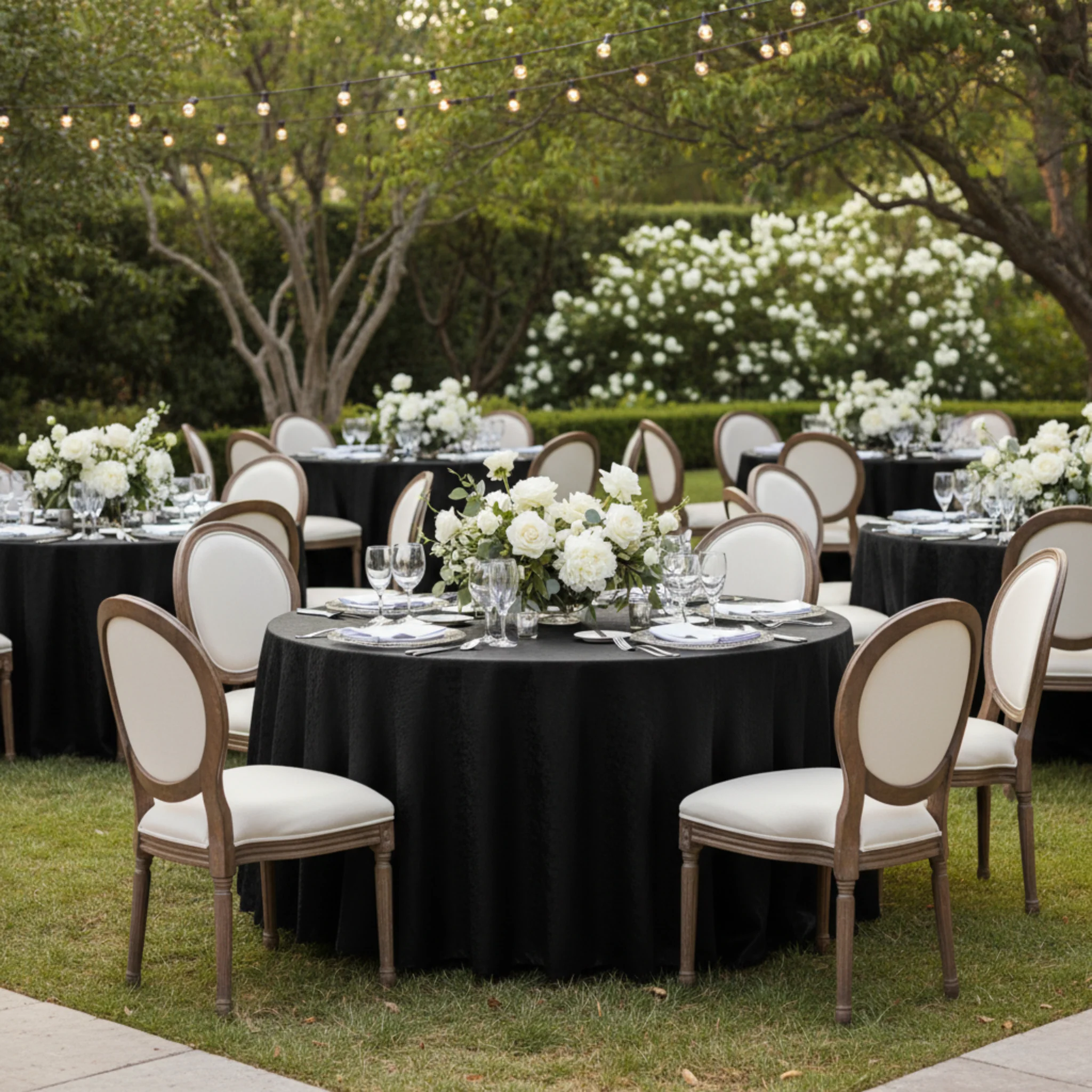 Crinkle Shimmer 120" Round Tablecloth - Black - Image 5