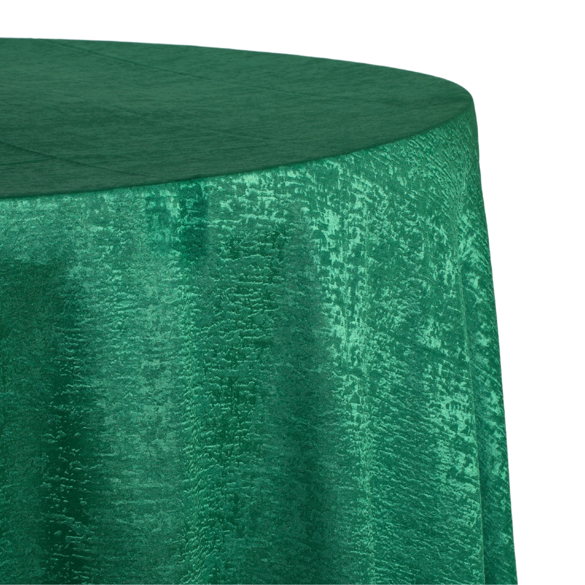 Crinkle Shimmer 120" Round Tablecloth - Emerald Green - Image 2