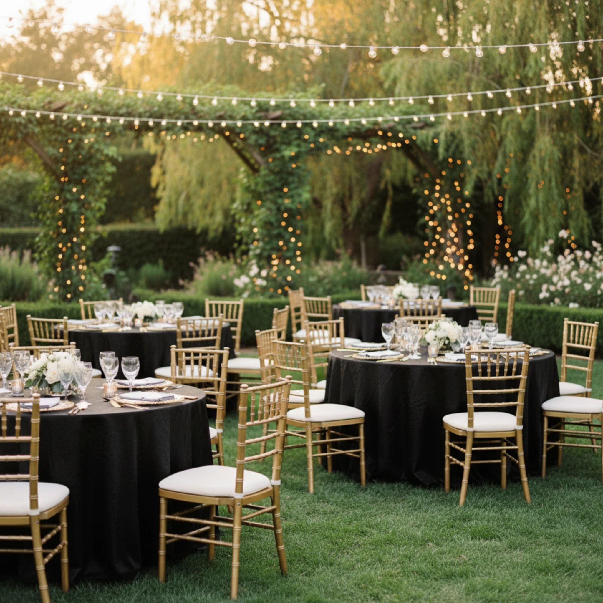 Crinkle Shimmer 132" Round Tablecloth - Black - Image 5