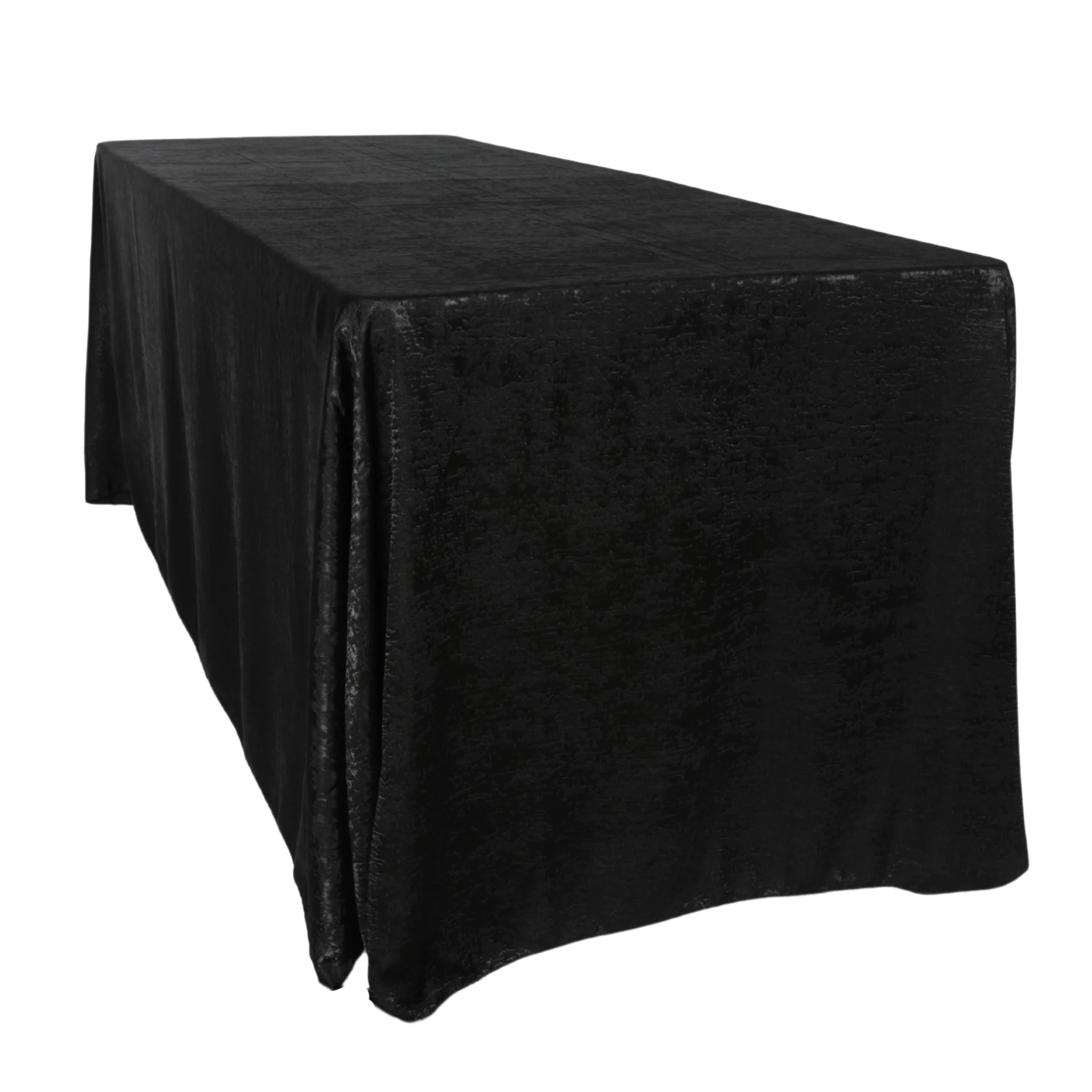 Crinkle Shimmer 90"x132" Rectangular Tablecloth - Black - Image 4