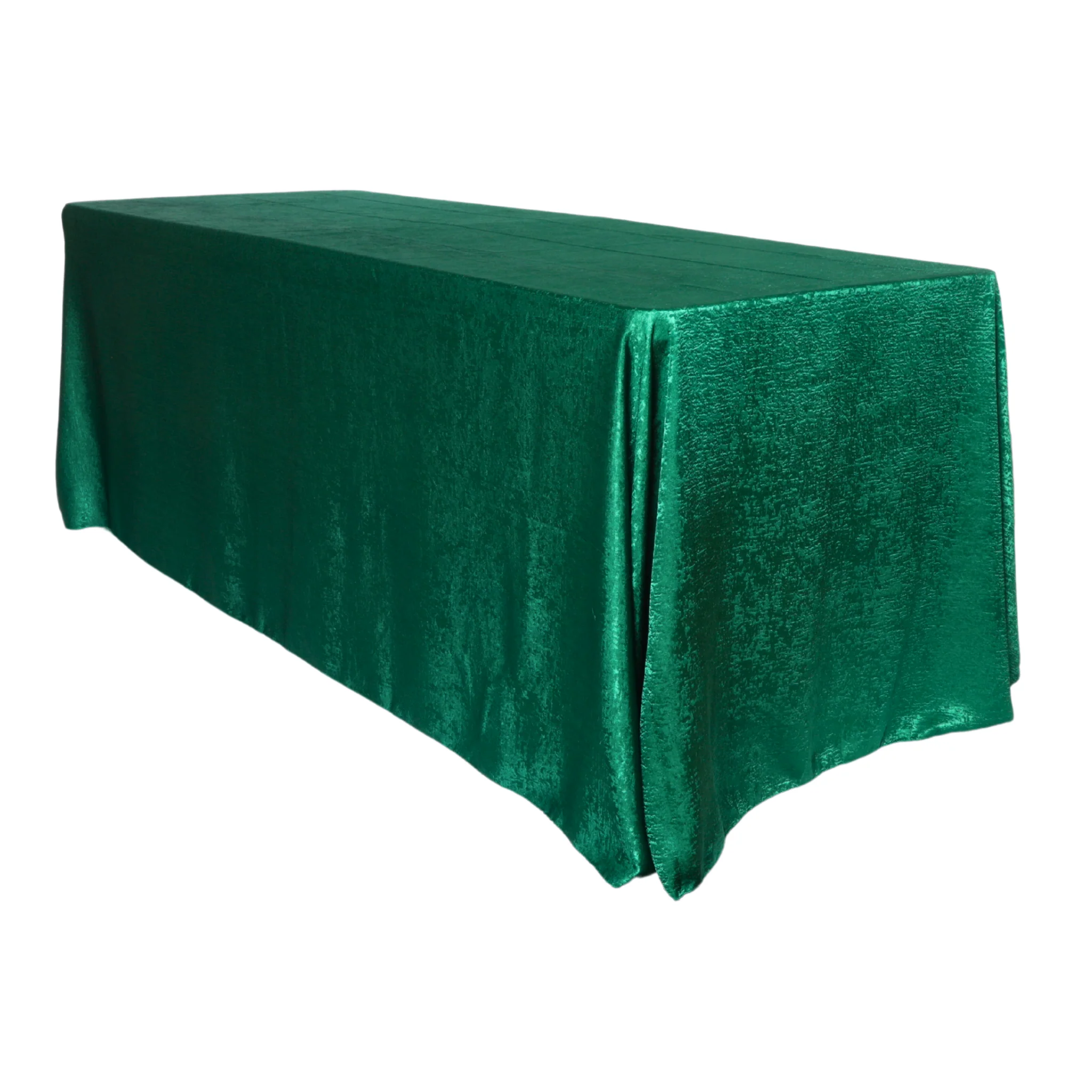 Crinkle Shimmer 90"x132" Rectangular Tablecloth - Emerald Green - Image 4