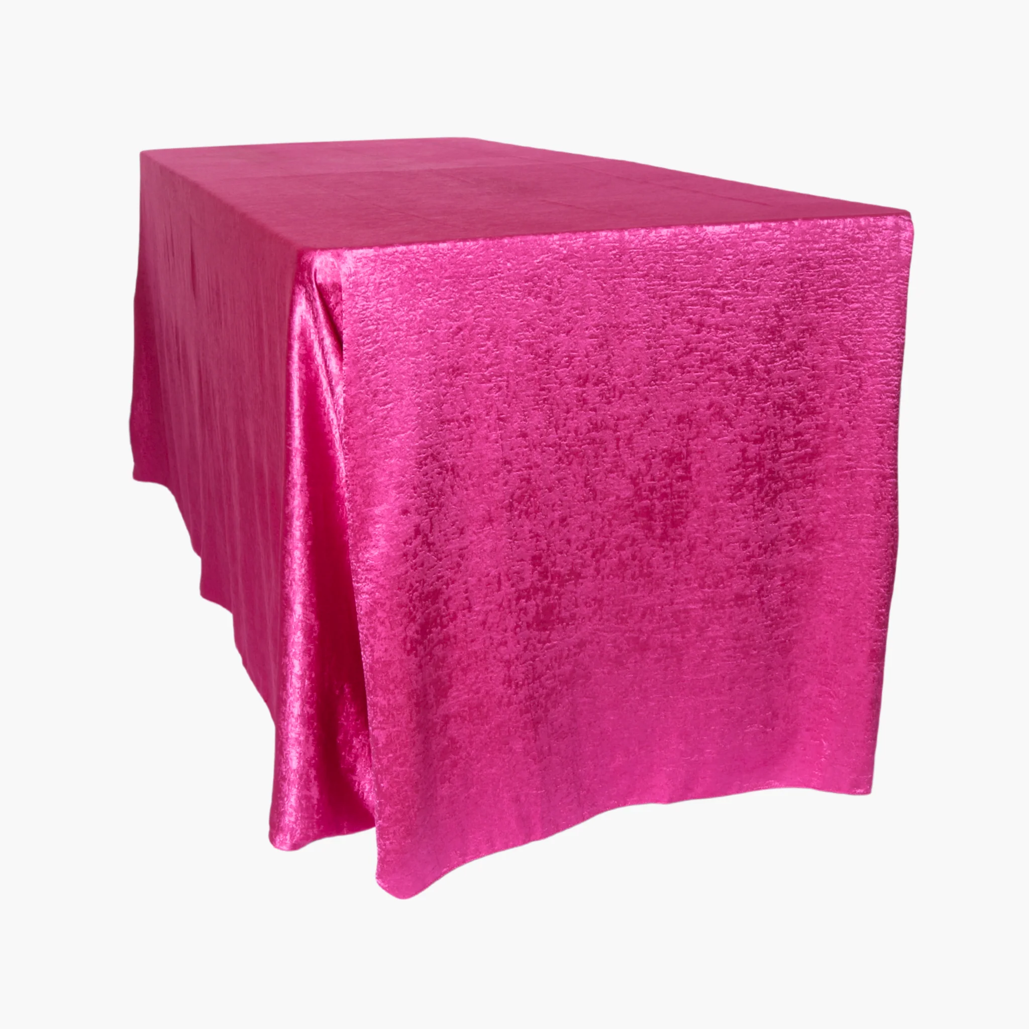 Crinkle Shimmer 90"x132" Rectangular Tablecloth - Fuchsia - Image 4