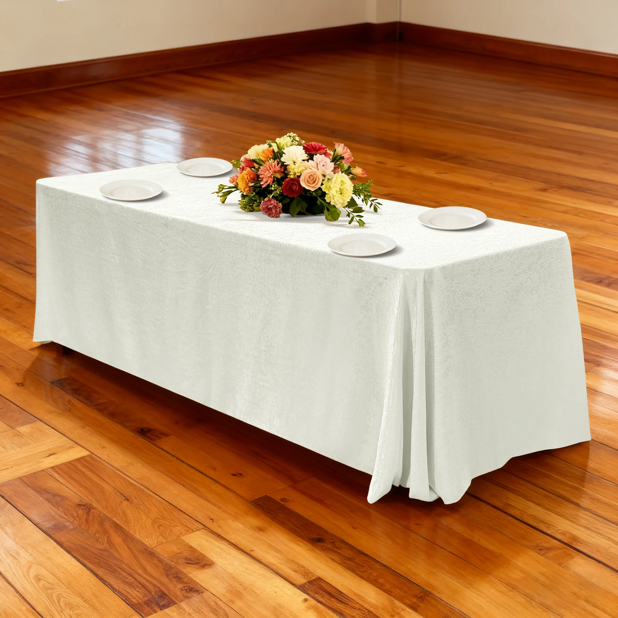 Crinkle Shimmer 90"x132" Rectangular Tablecloth - Ivory - Image 2