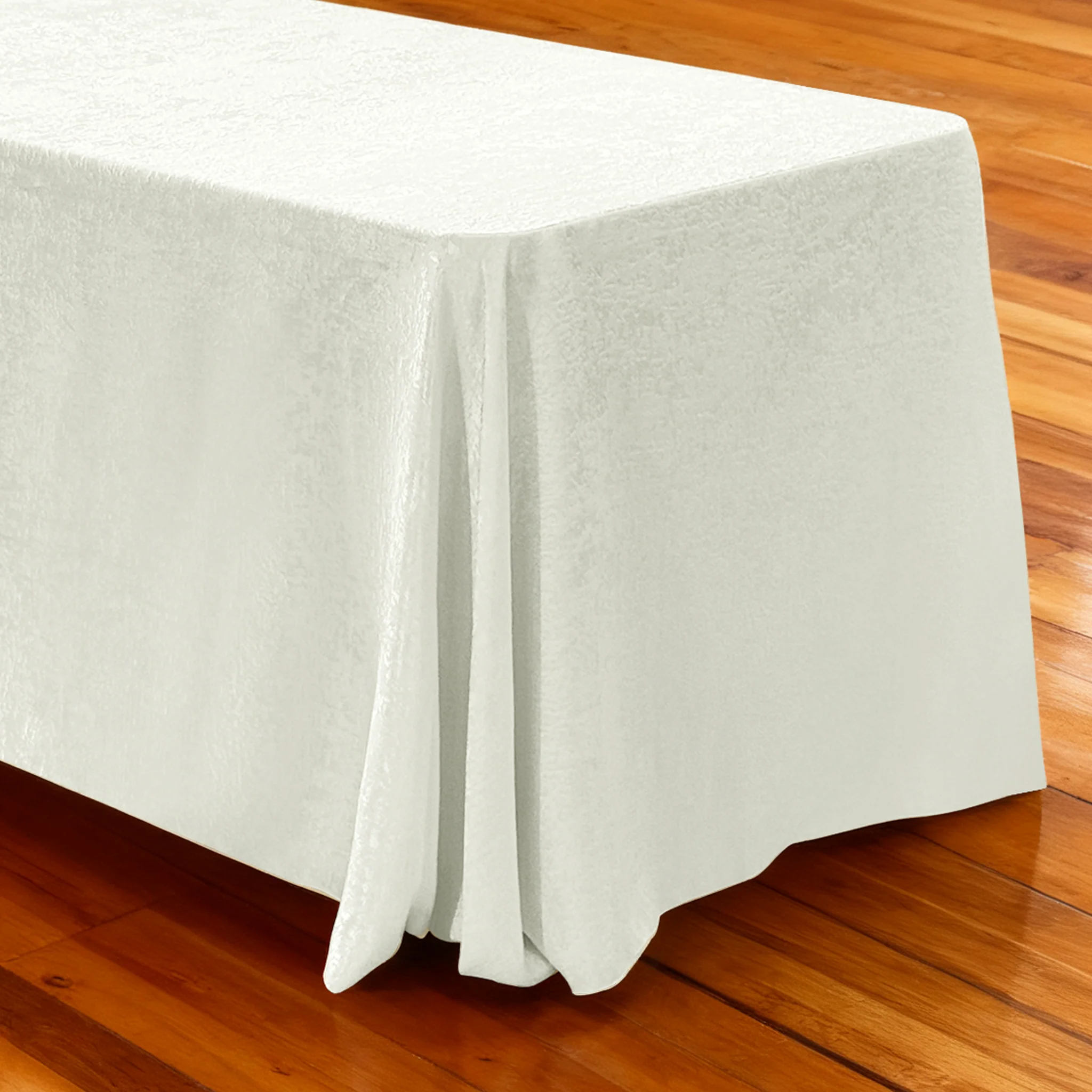 Crinkle Shimmer 90"x132" Rectangular Tablecloth - Ivory - Image 4