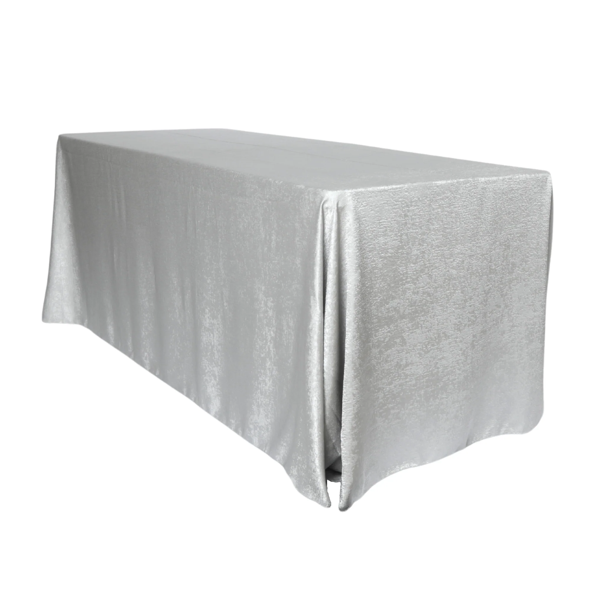 Crinkle Shimmer 90"x132" Rectangular Tablecloth - Silver - Image 3
