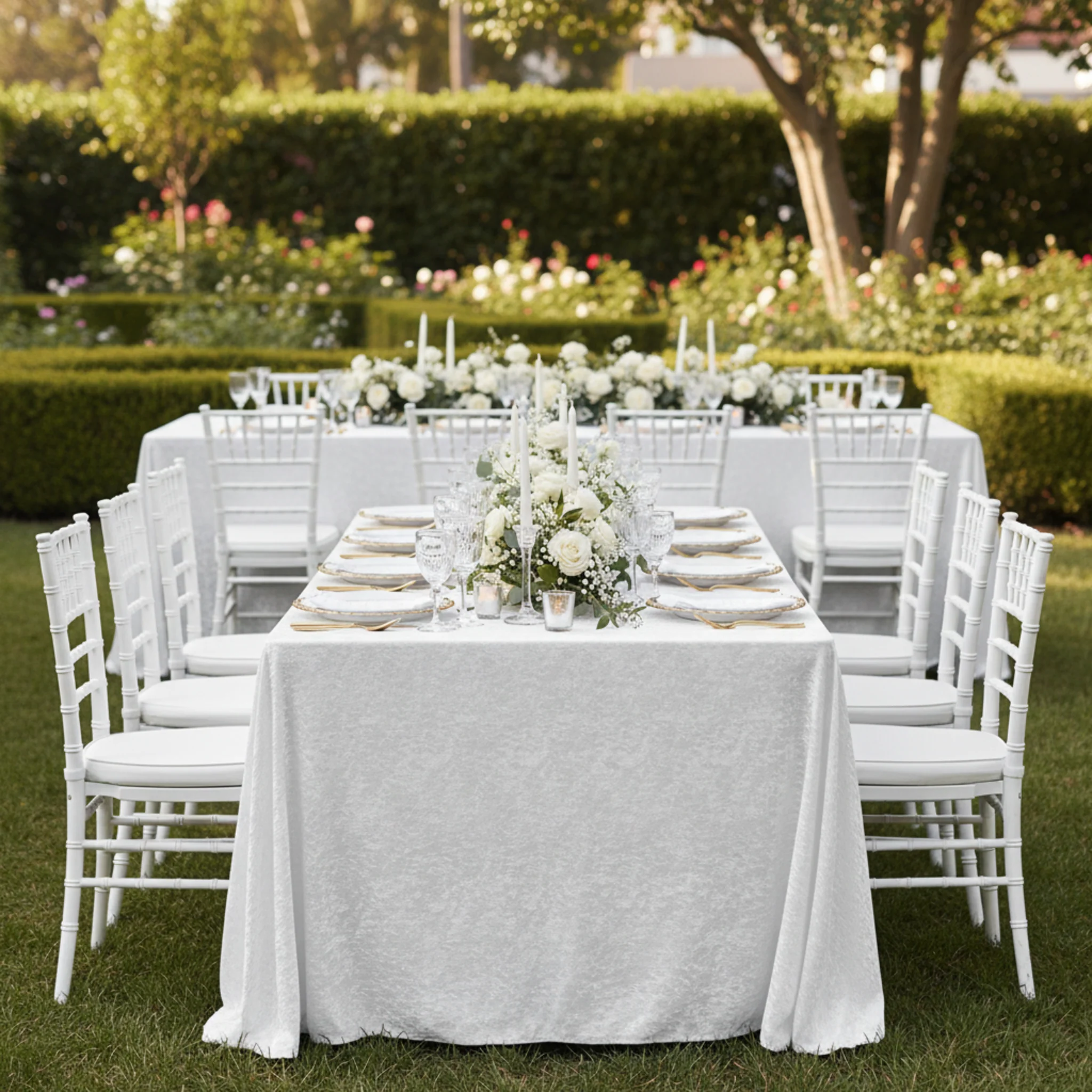 Crinkle Shimmer 90"x132" Rectangular Tablecloth - White - Image 5