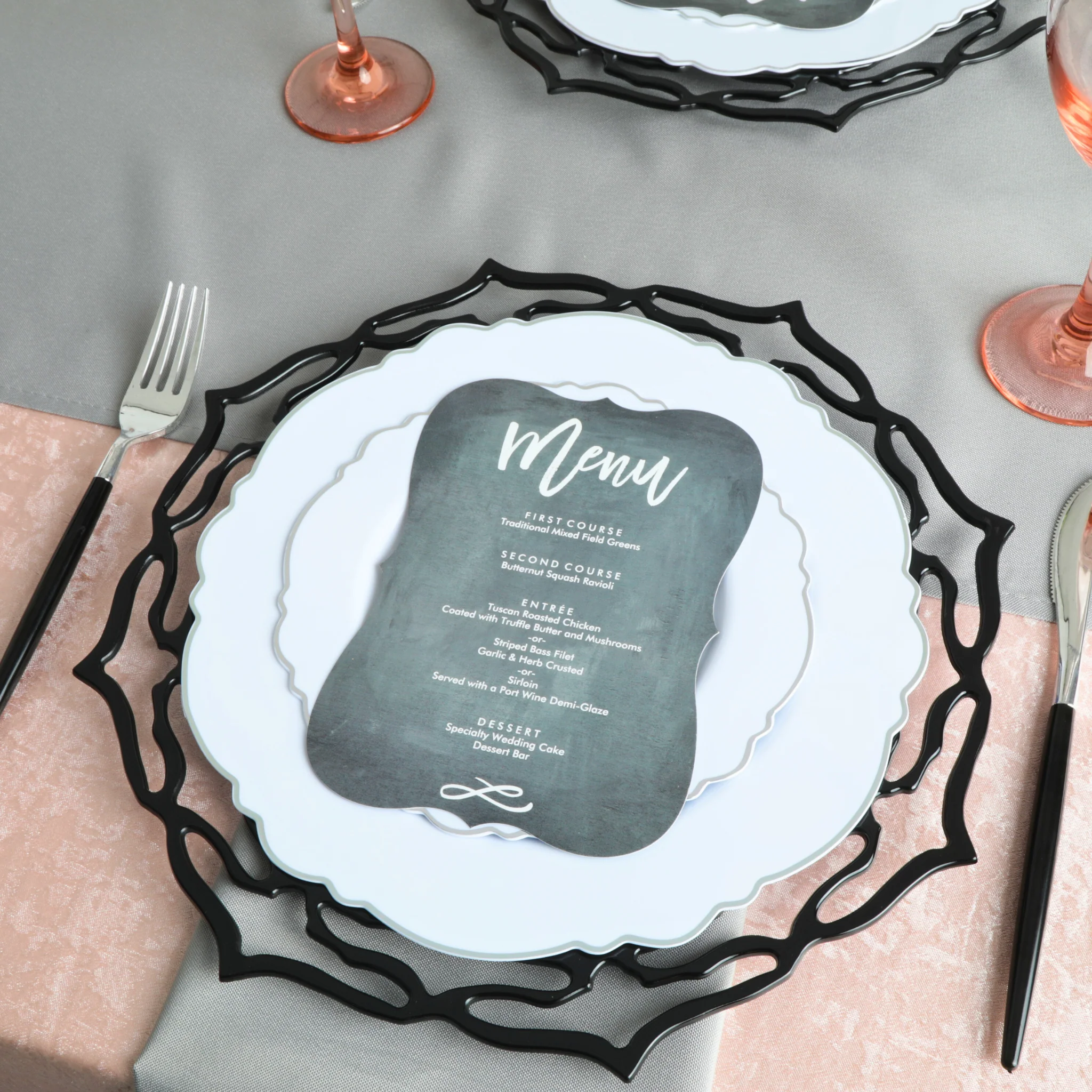 Crinkle Shimmer 90"x156" Rectangular Tablecloth - Blush/Rose Gold - Image 4