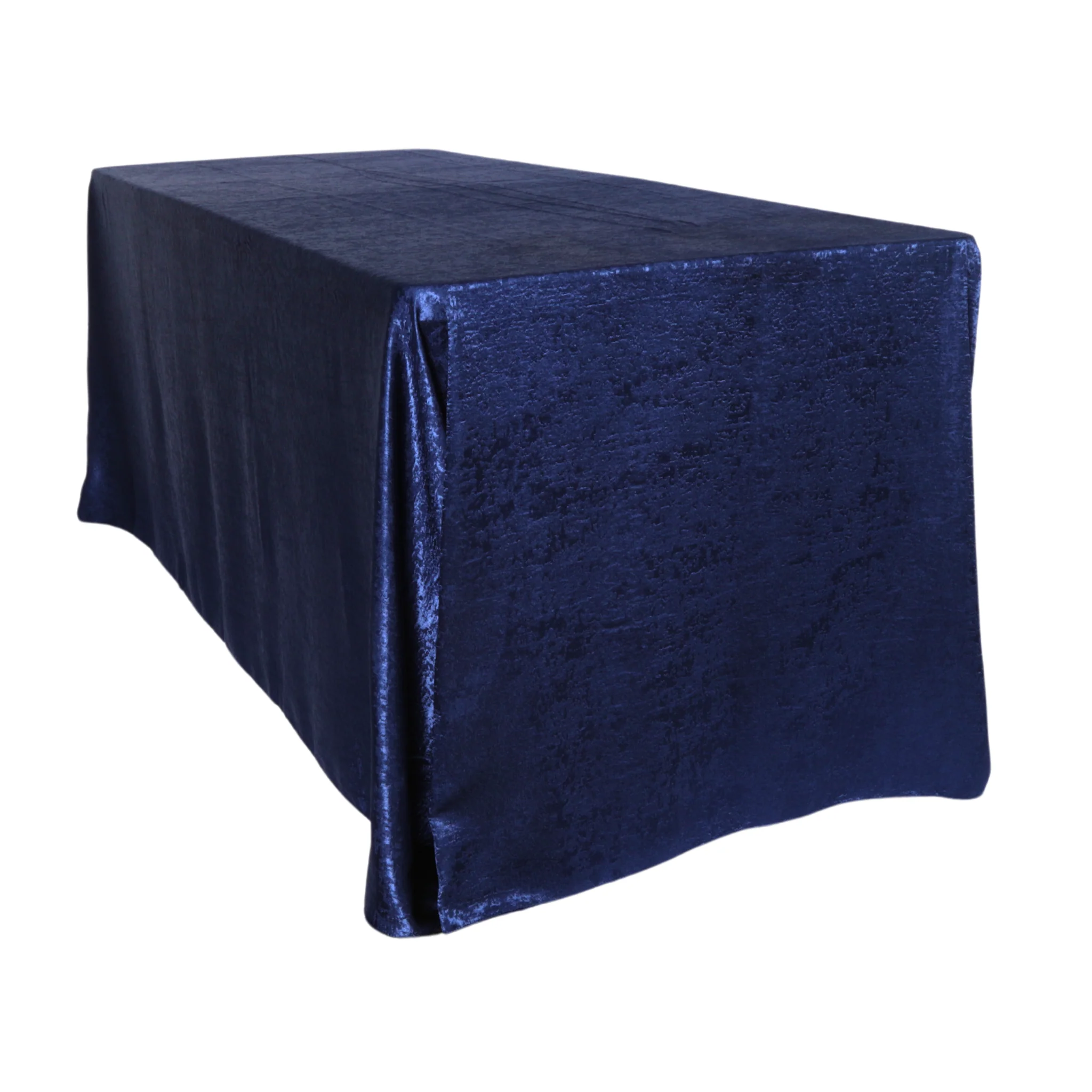 Crinkle Shimmer 90"x156" Rectangular Tablecloth - Navy Blue - Image 4