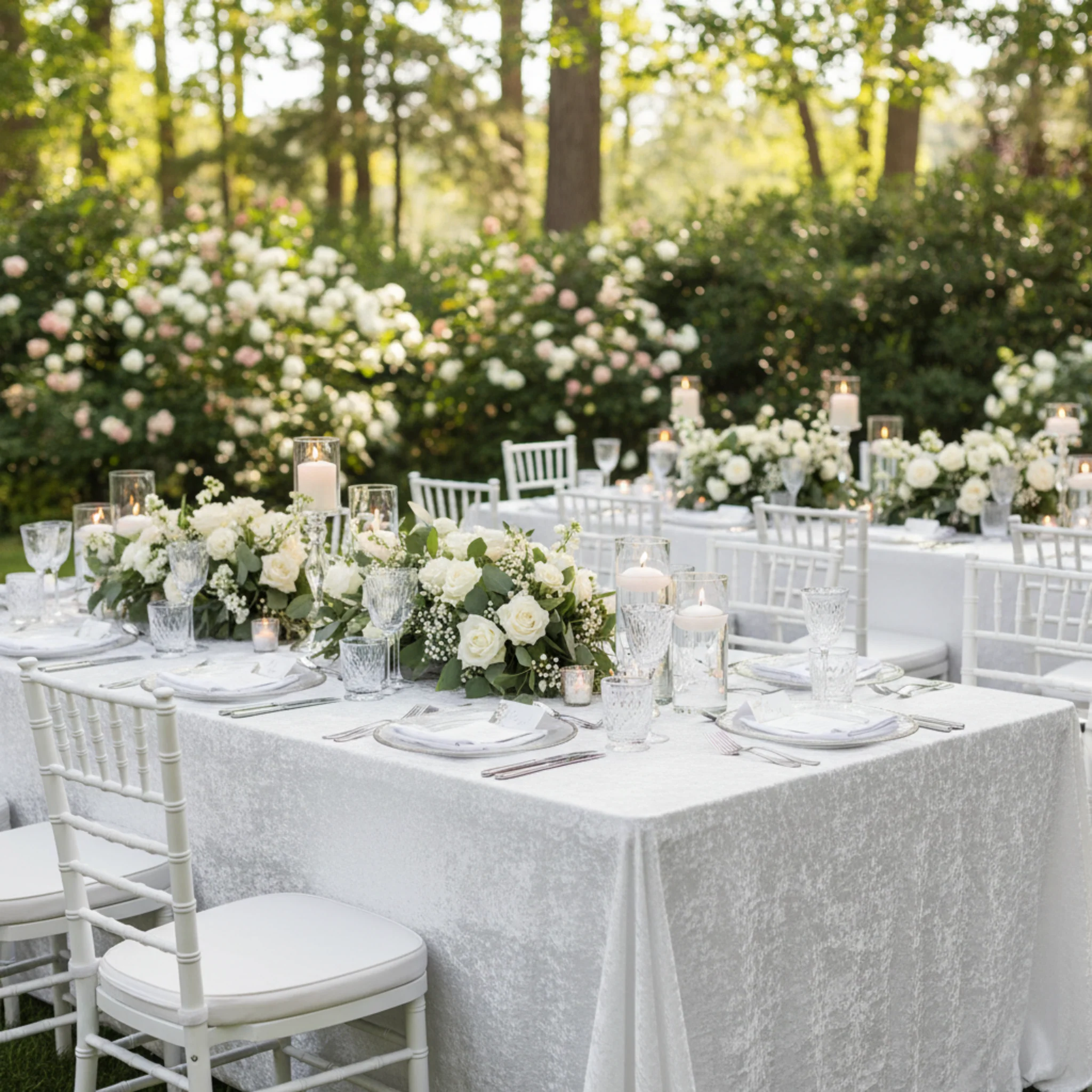 Crinkle Shimmer 90"x156" Rectangular Tablecloth - White - Image 5