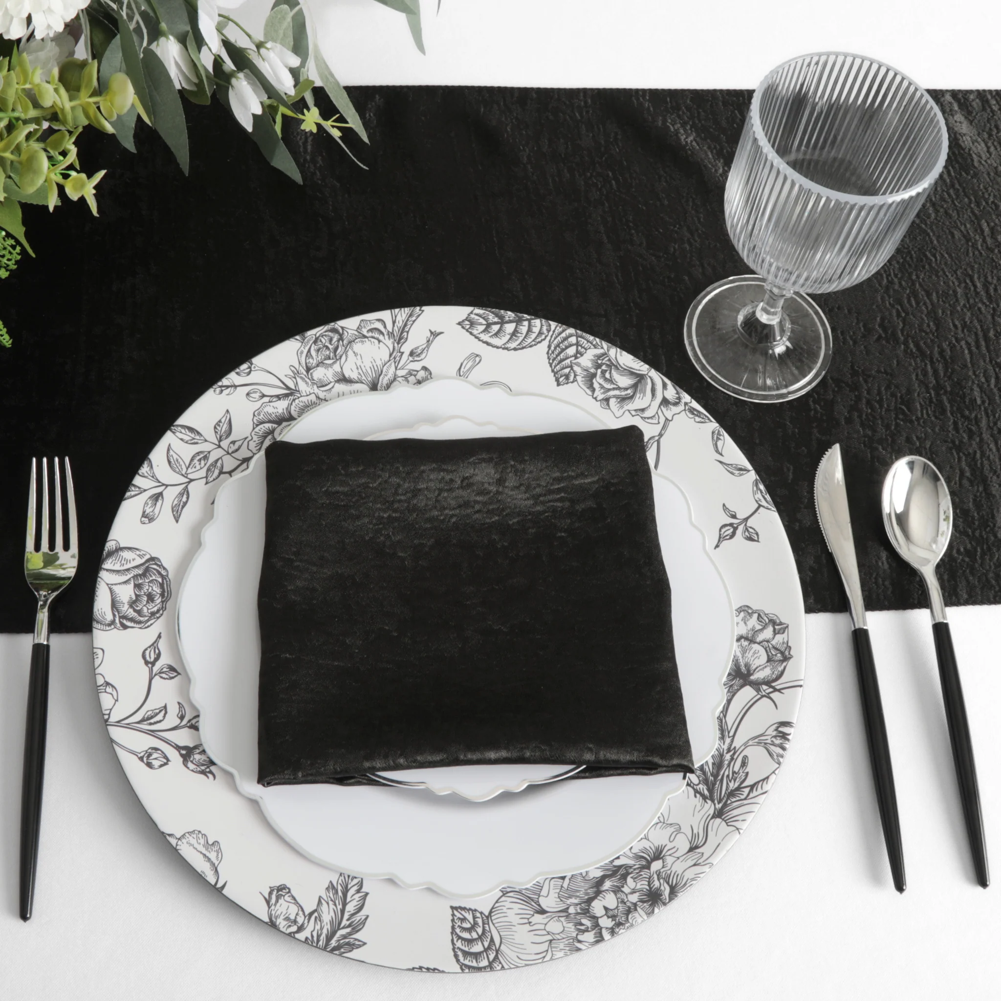 5 pcs/pk Crinkle Shimmer Napkin 20"x20" - Black - Image 2