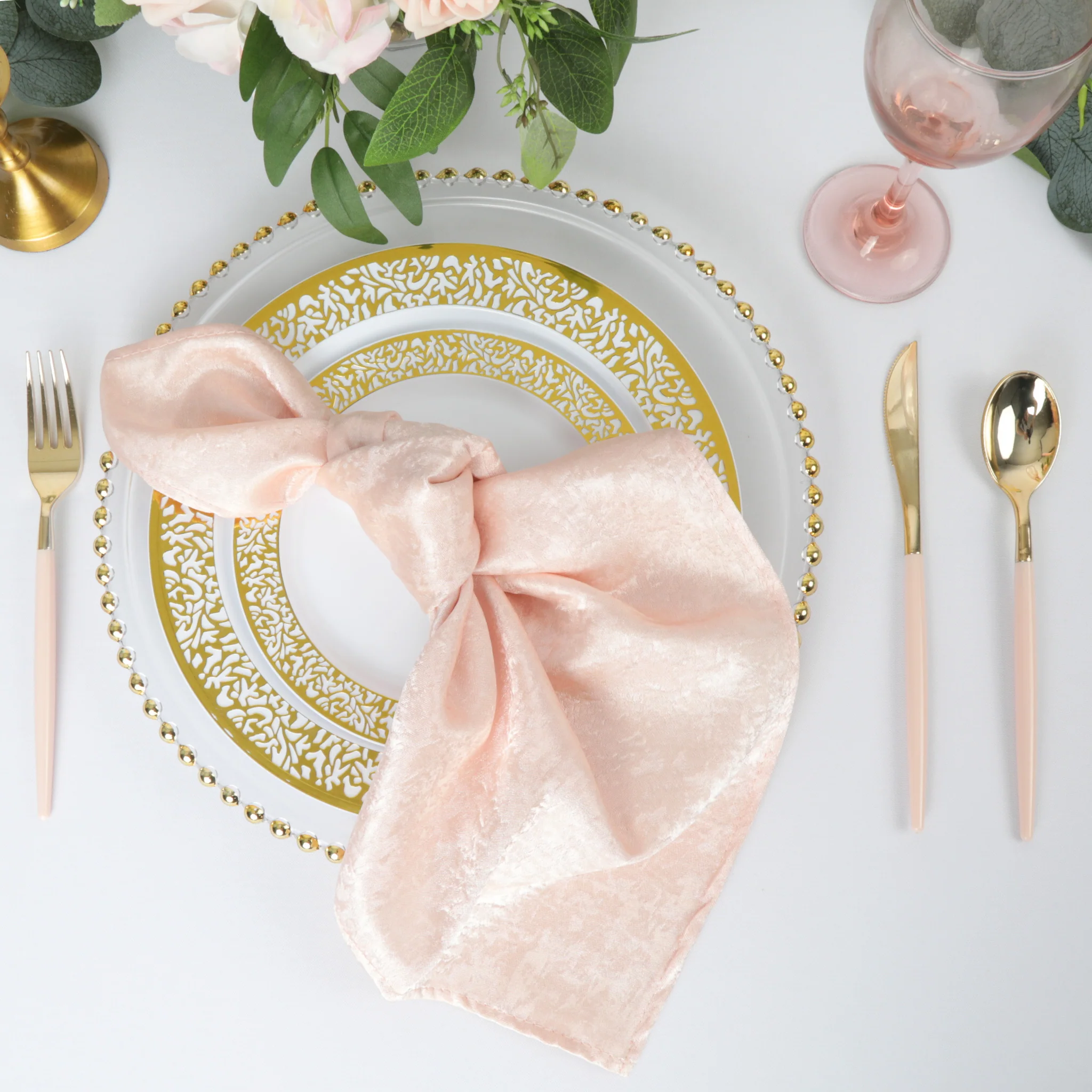 5 pcs/pk Crinkle Shimmer Napkin 20"x20" - Blush/Rose Gold - Image 3