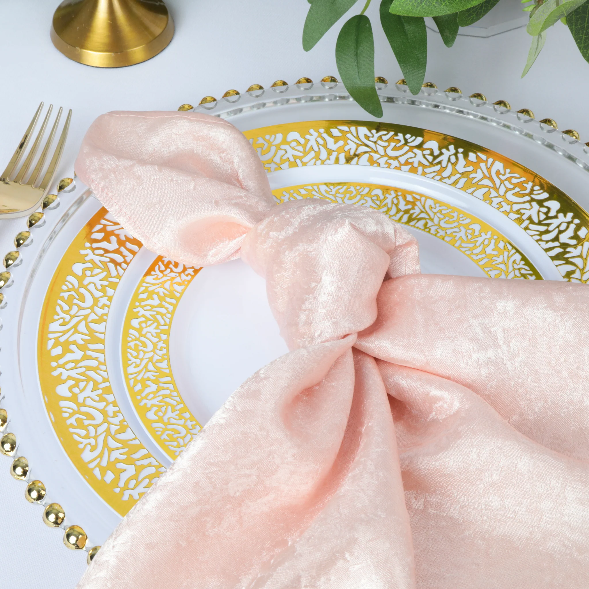 5 pcs/pk Crinkle Shimmer Napkin 20"x20" - Blush/Rose Gold - Image 4