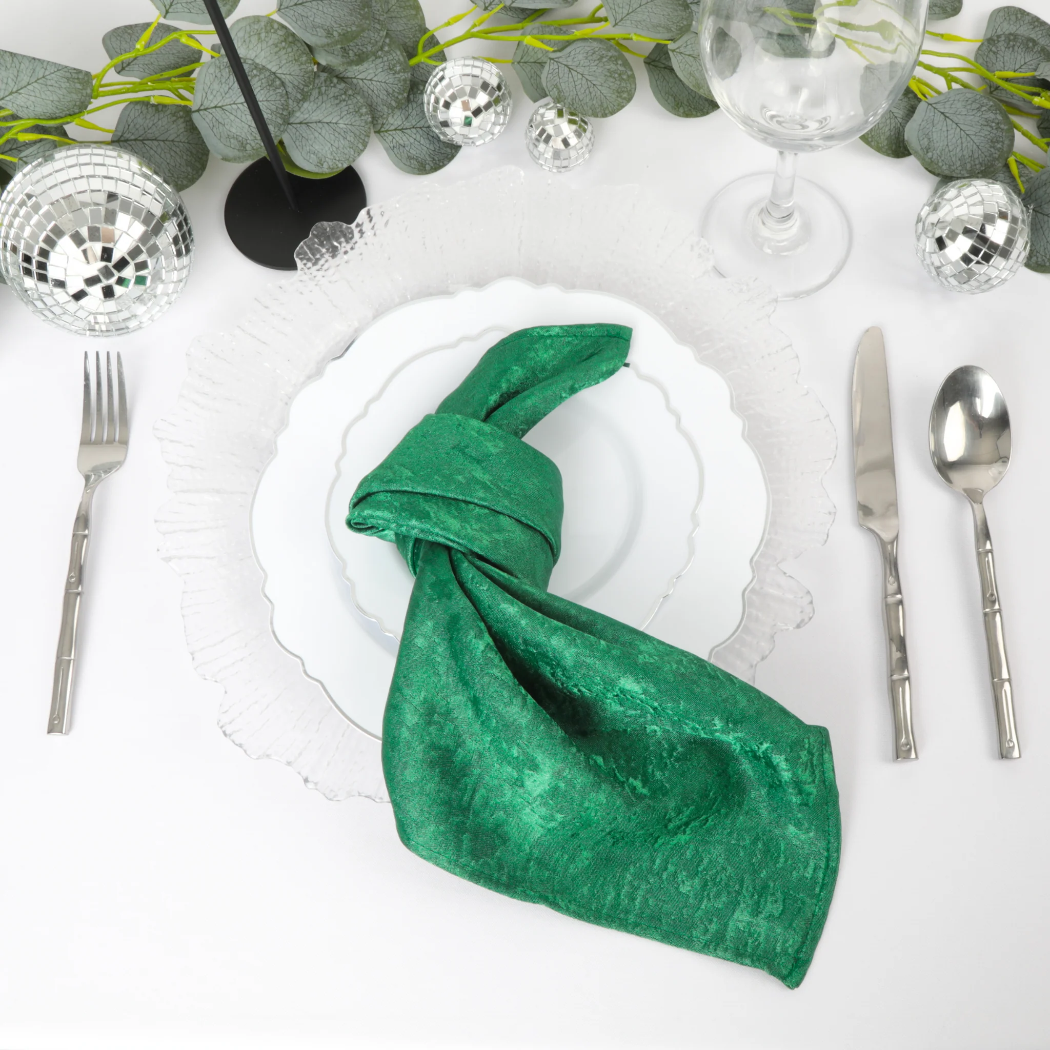 5 pcs/pk Crinkle Shimmer Napkin 20"x20" - Emerald Green - Image 3