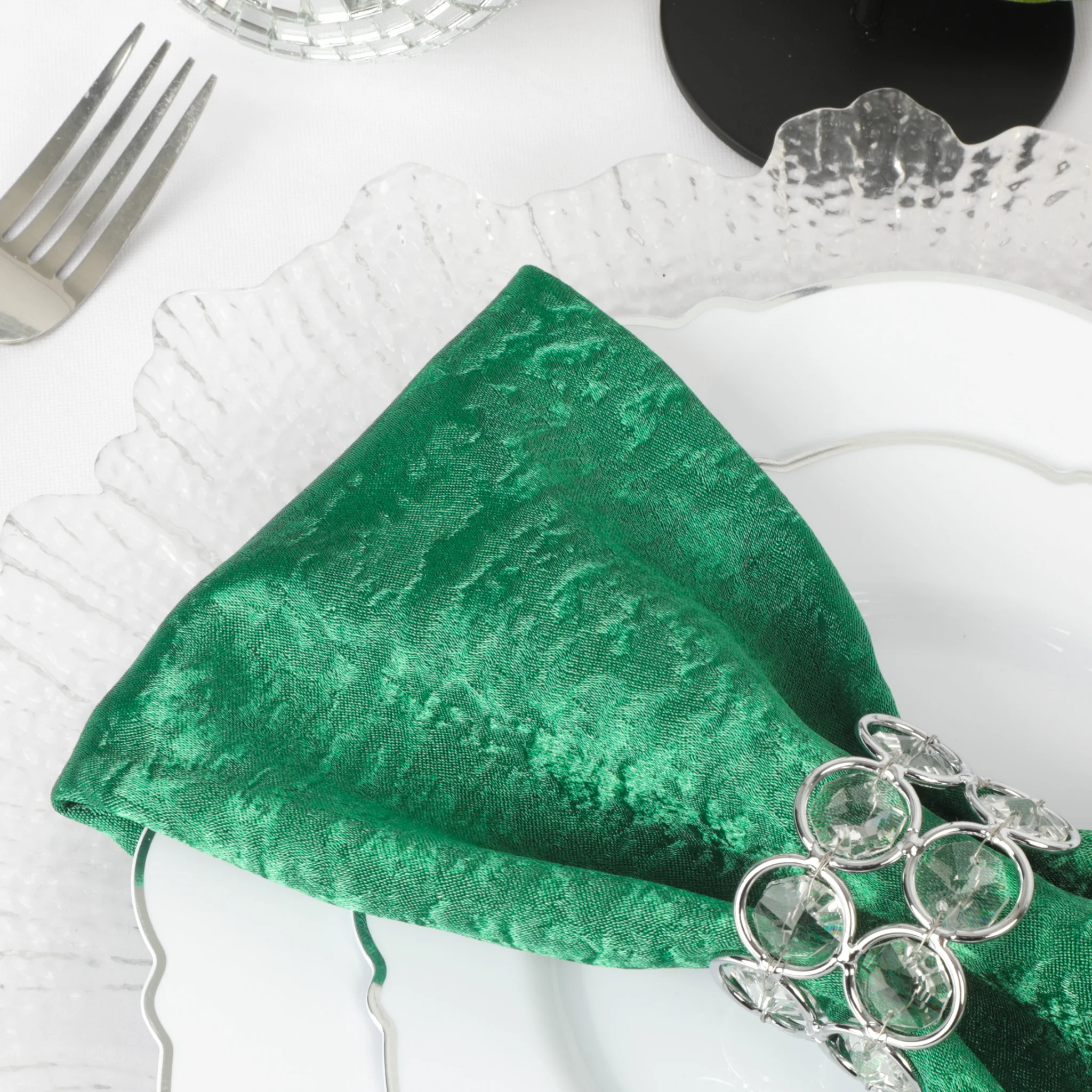 5 pcs/pk Crinkle Shimmer Napkin 20"x20" - Emerald Green - Image 4