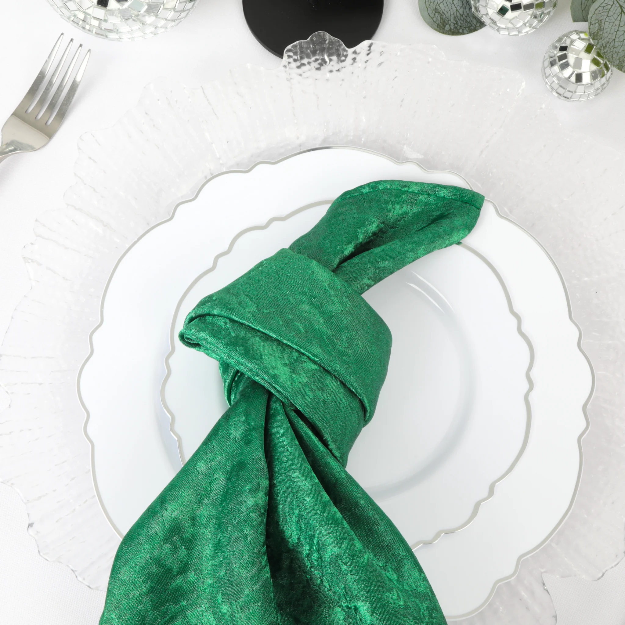 5 pcs/pk Crinkle Shimmer Napkin 20"x20" - Emerald Green - Image 5