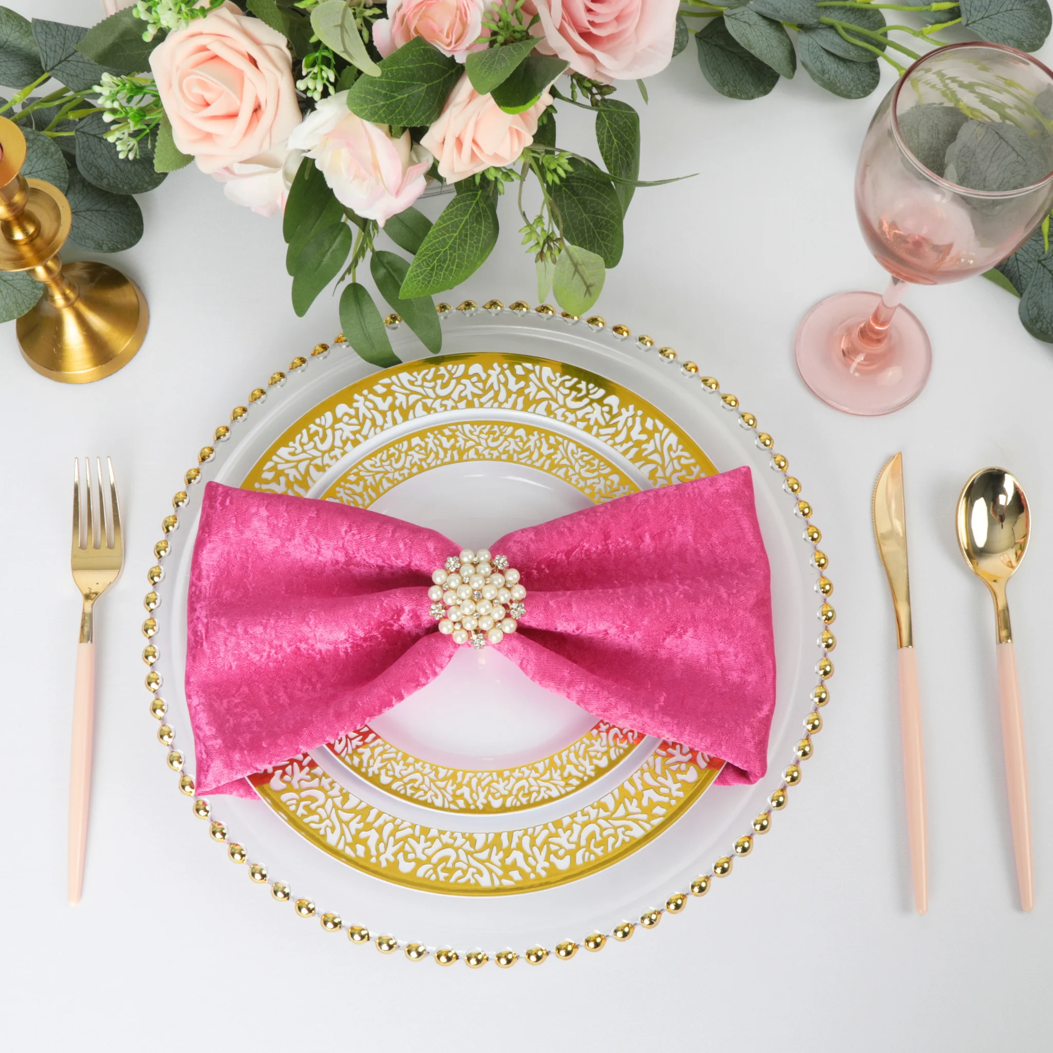 5 pcs/pk Crinkle Shimmer Napkin 20"x20" - Fuchsia - Image 2