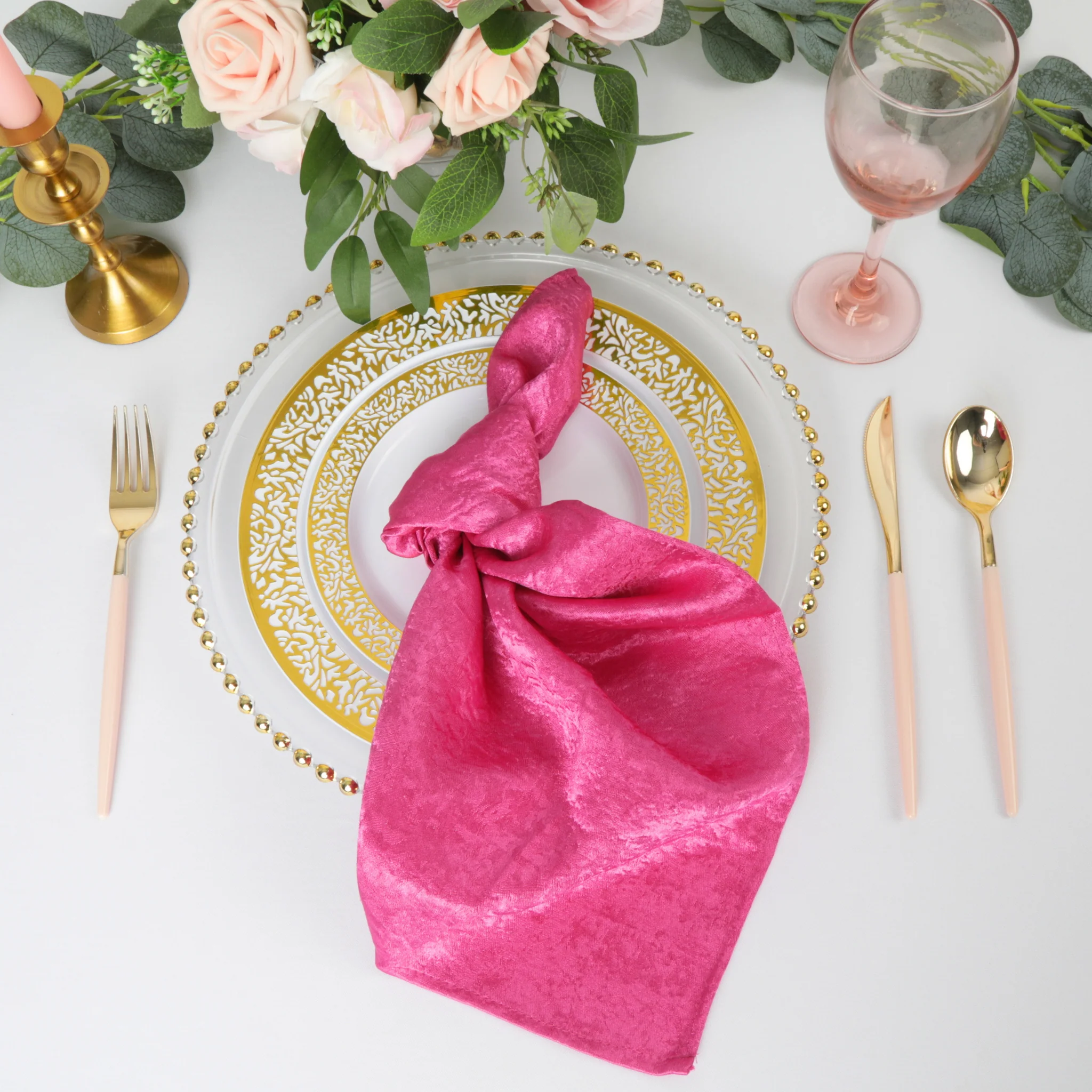 5 pcs/pk Crinkle Shimmer Napkin 20"x20" - Fuchsia - Image 3