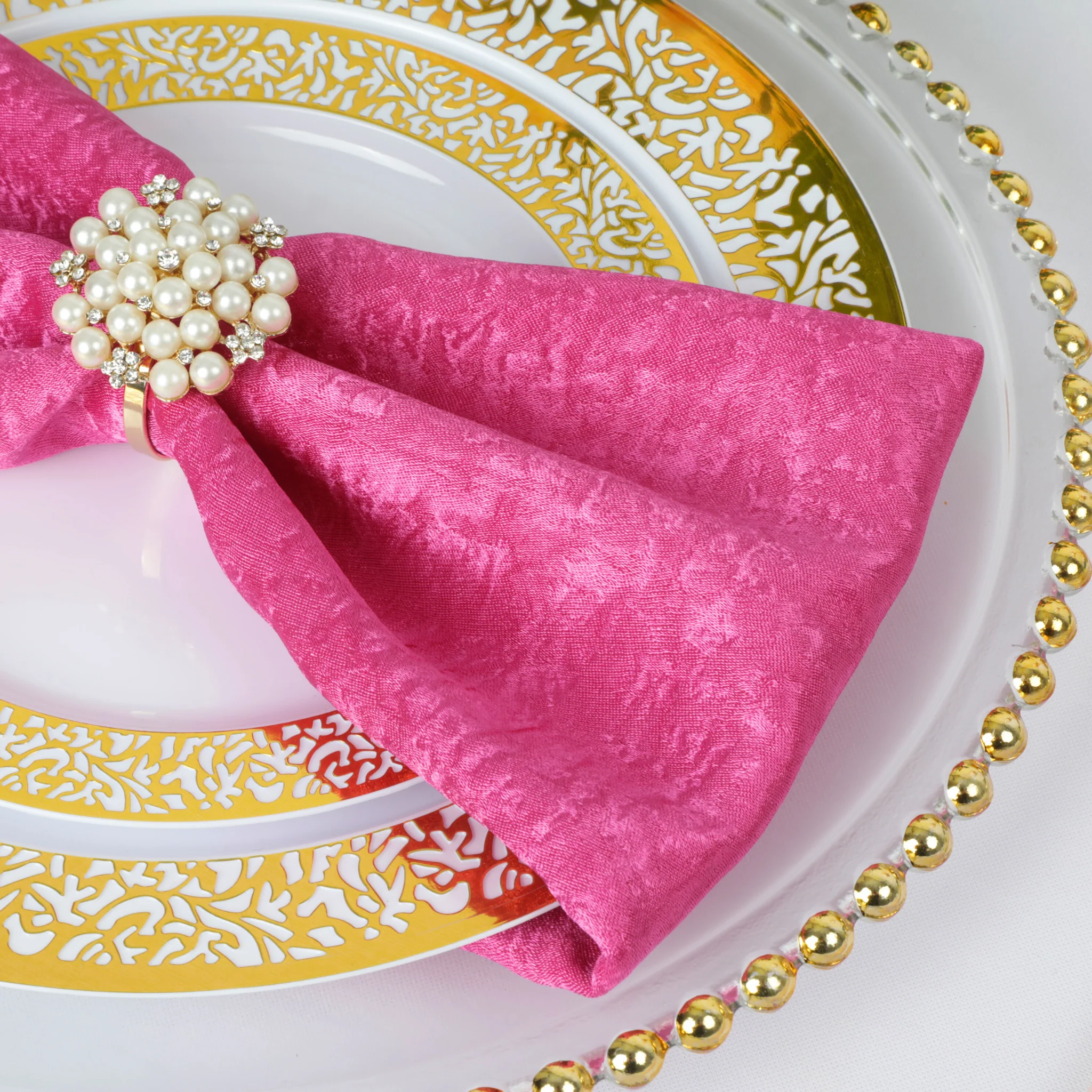 5 pcs/pk Crinkle Shimmer Napkin 20"x20" - Fuchsia - Image 4