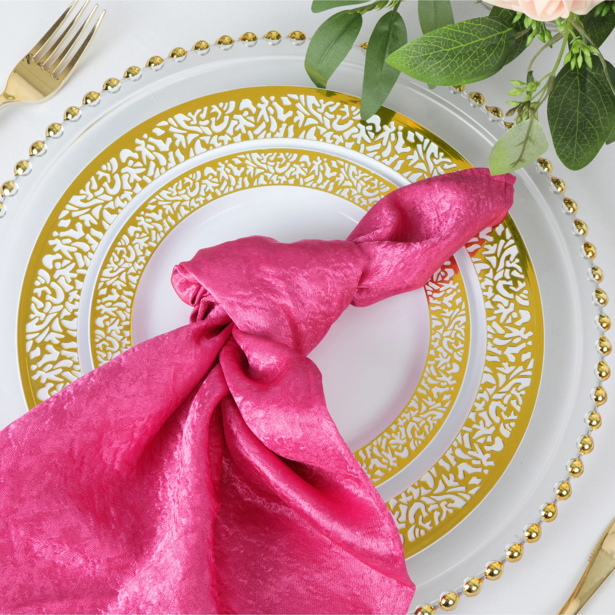 5 pcs/pk Crinkle Shimmer Napkin 20"x20" - Fuchsia - Image 5