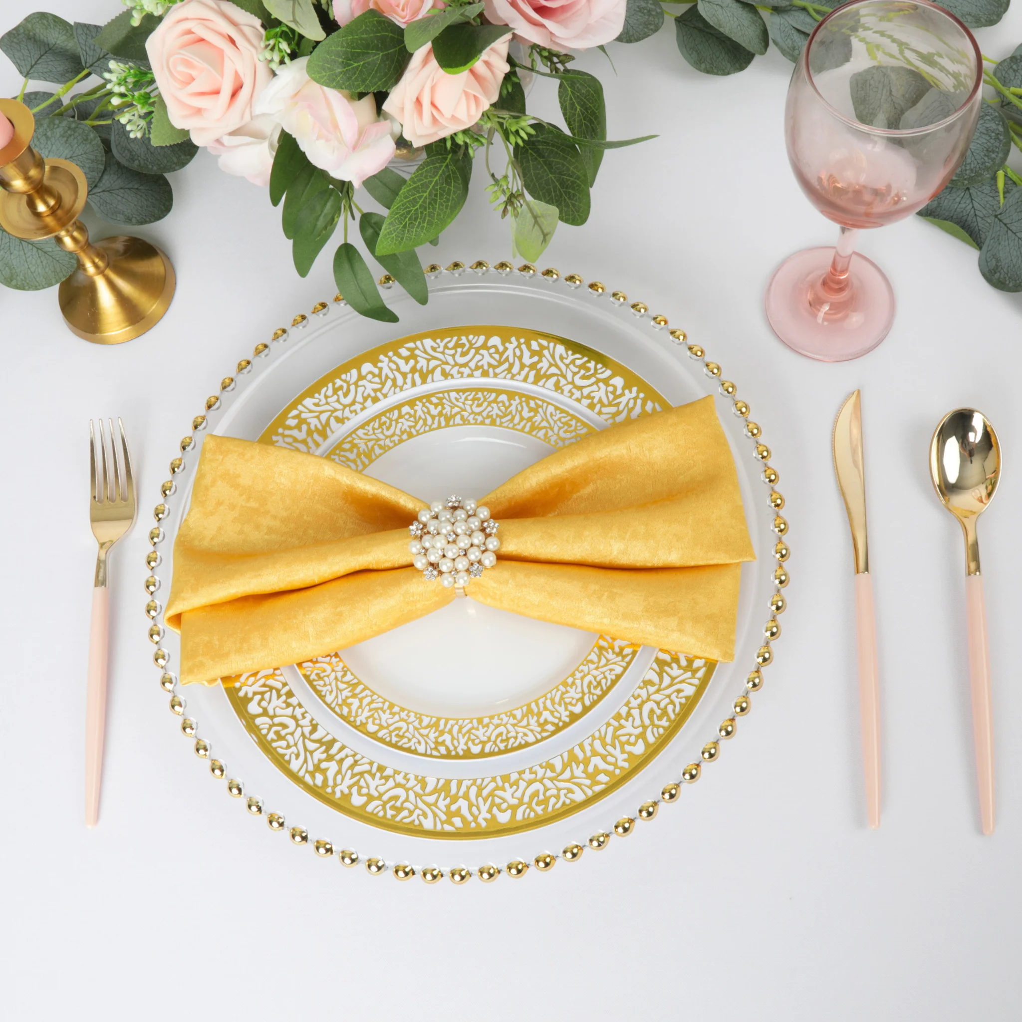 5 pcs/pk Crinkle Shimmer Napkin 20"x20" - Gold - Image 2