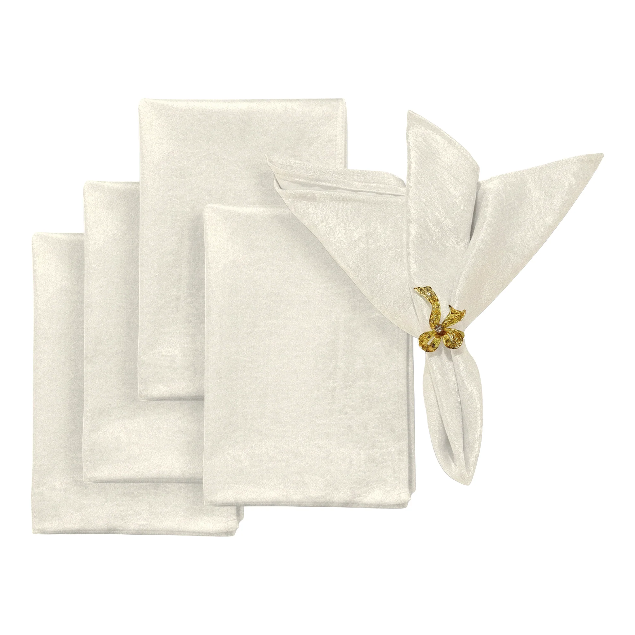 5 pcs/pk Crinkle Shimmer Napkin 20"x20" - Ivory