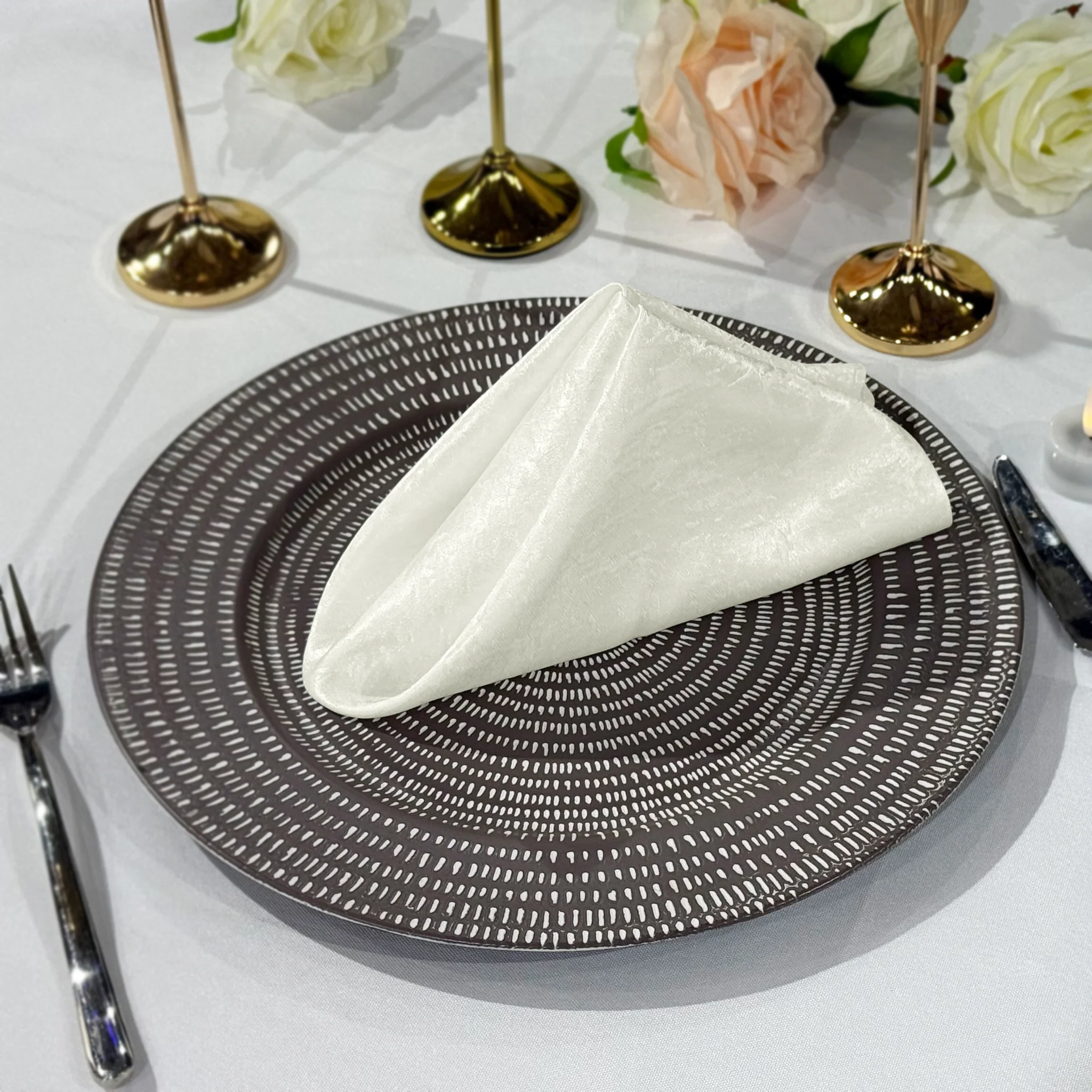5 pcs/pk Crinkle Shimmer Napkin 20"x20" - Ivory - Image 2