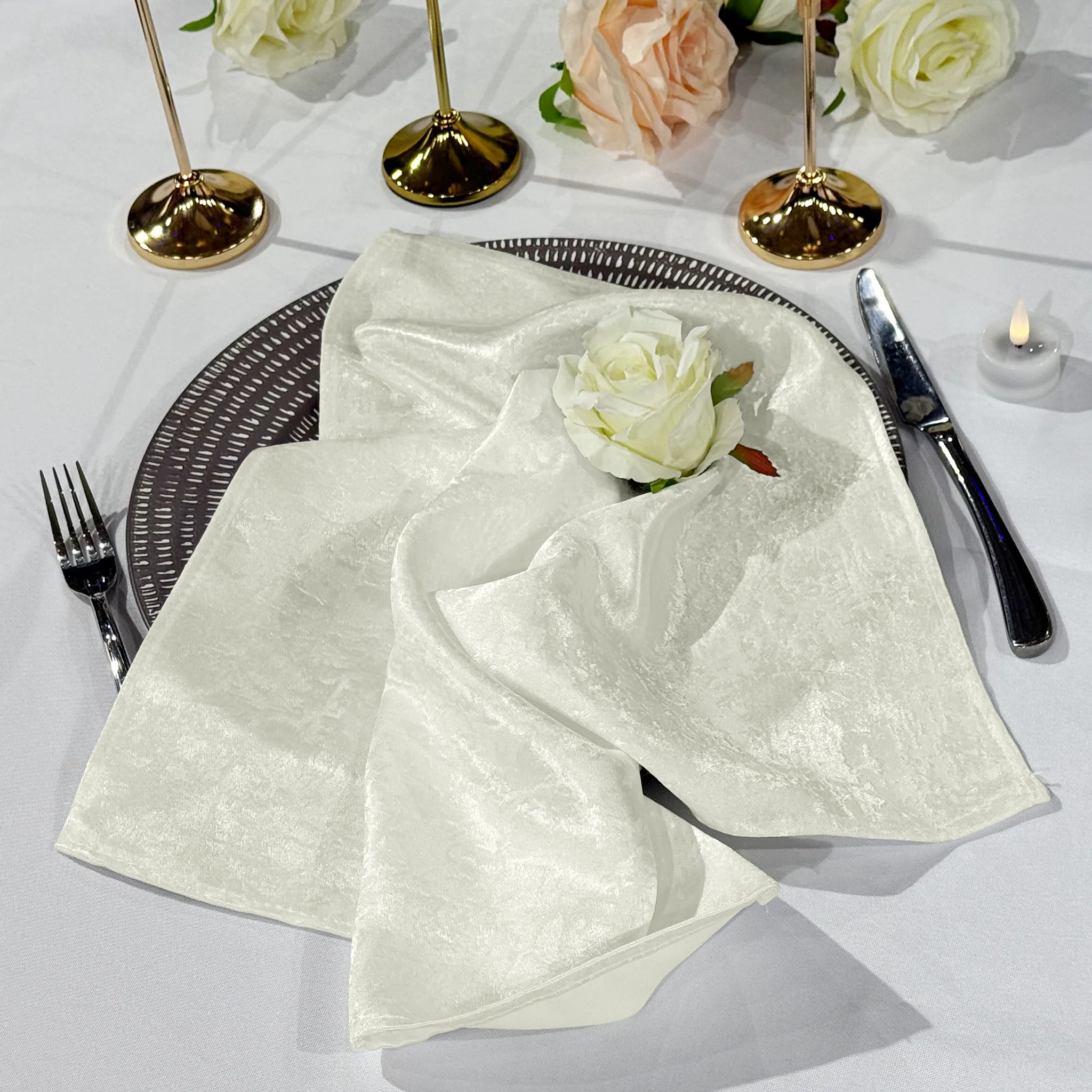 5 pcs/pk Crinkle Shimmer Napkin 20"x20" - Ivory - Image 6
