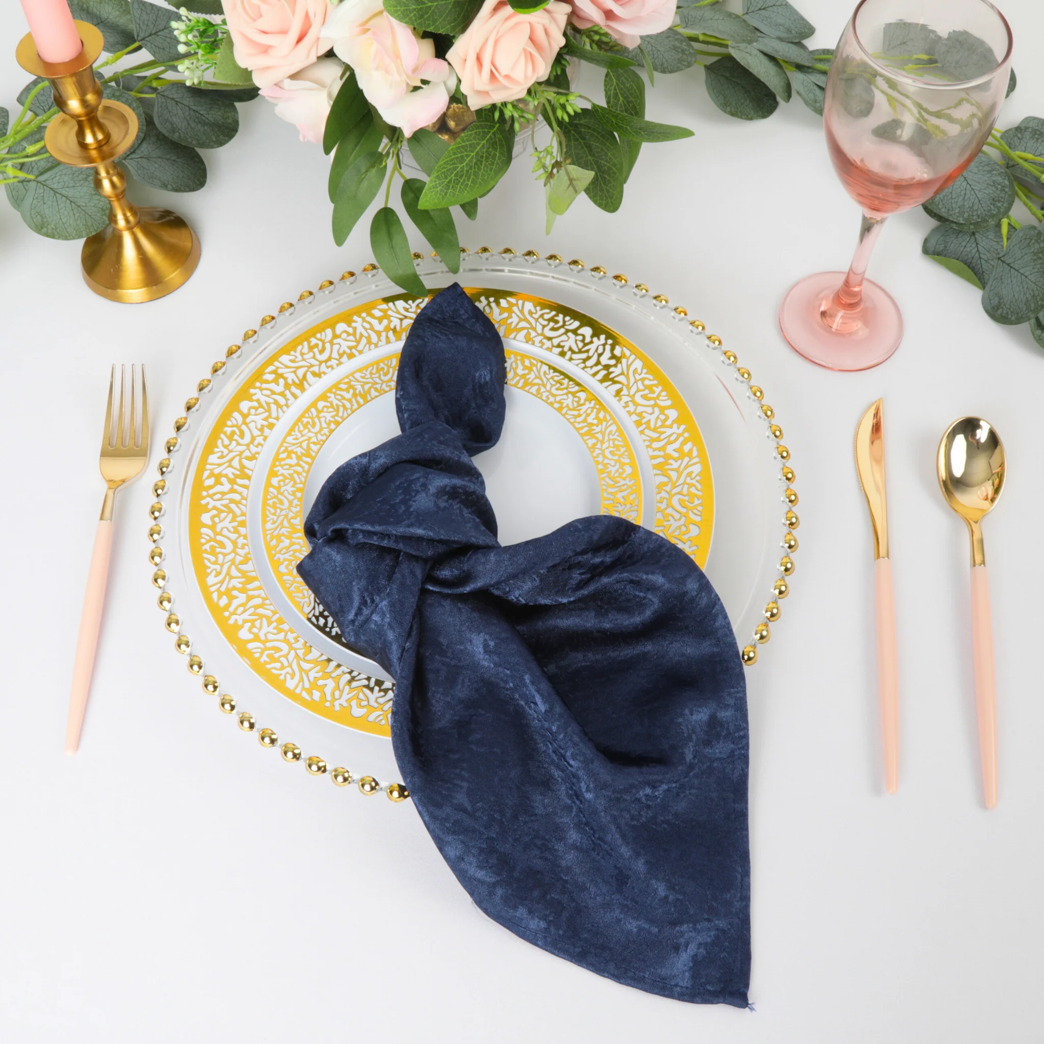 5 pcs/pk Crinkle Shimmer Napkin 20"x20" - Navy Blue - Image 3