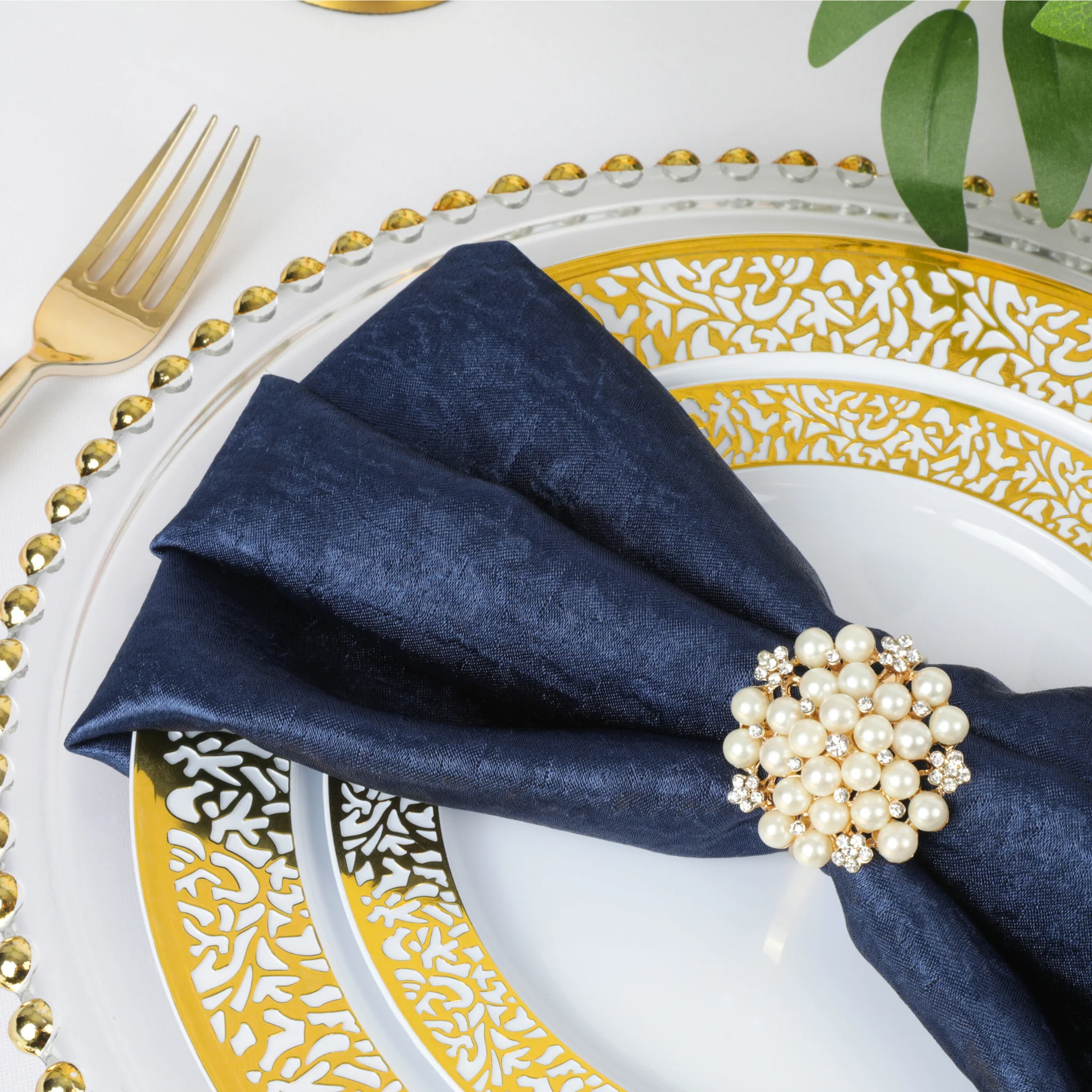 5 pcs/pk Crinkle Shimmer Napkin 20"x20" - Navy Blue - Image 4