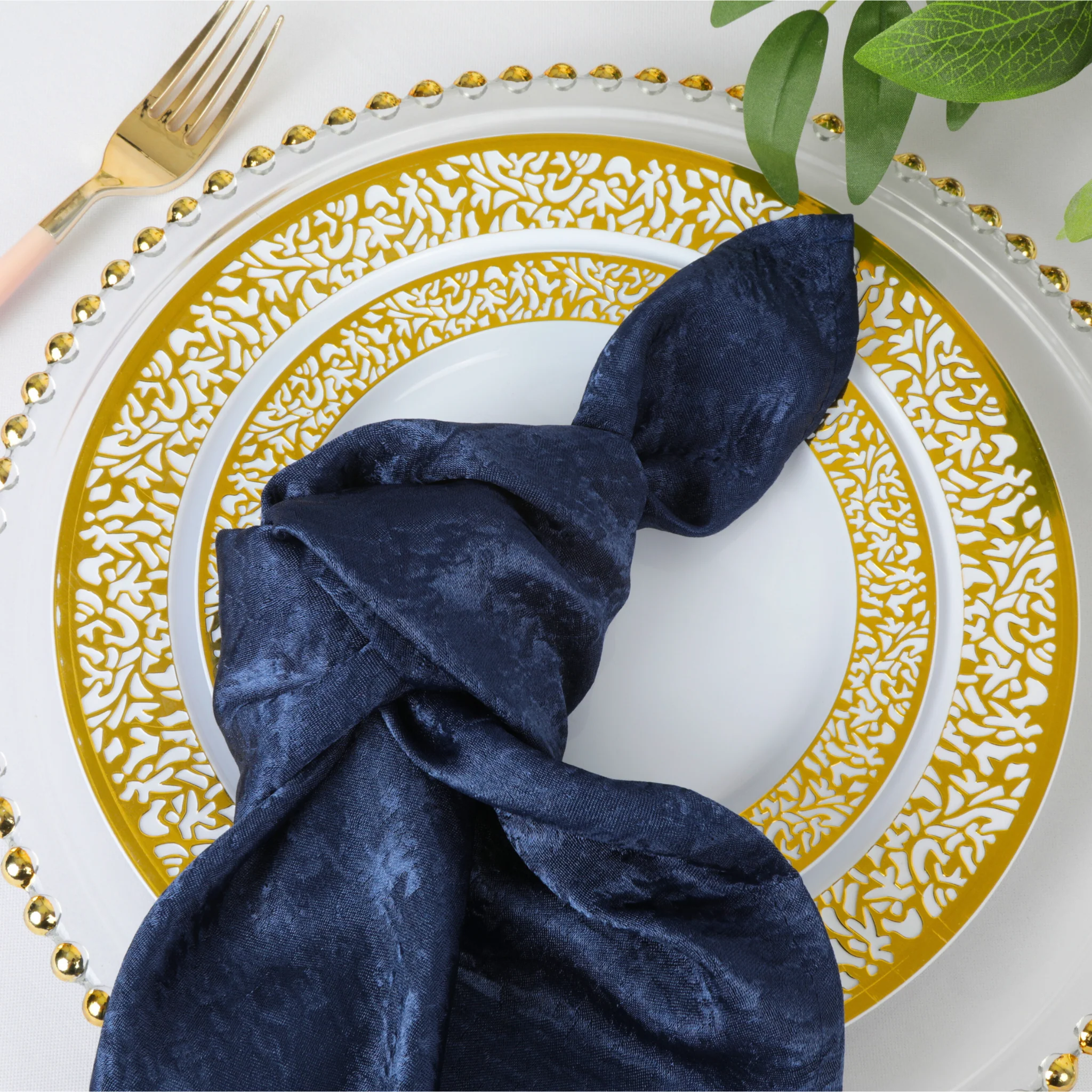 5 pcs/pk Crinkle Shimmer Napkin 20"x20" - Navy Blue - Image 5