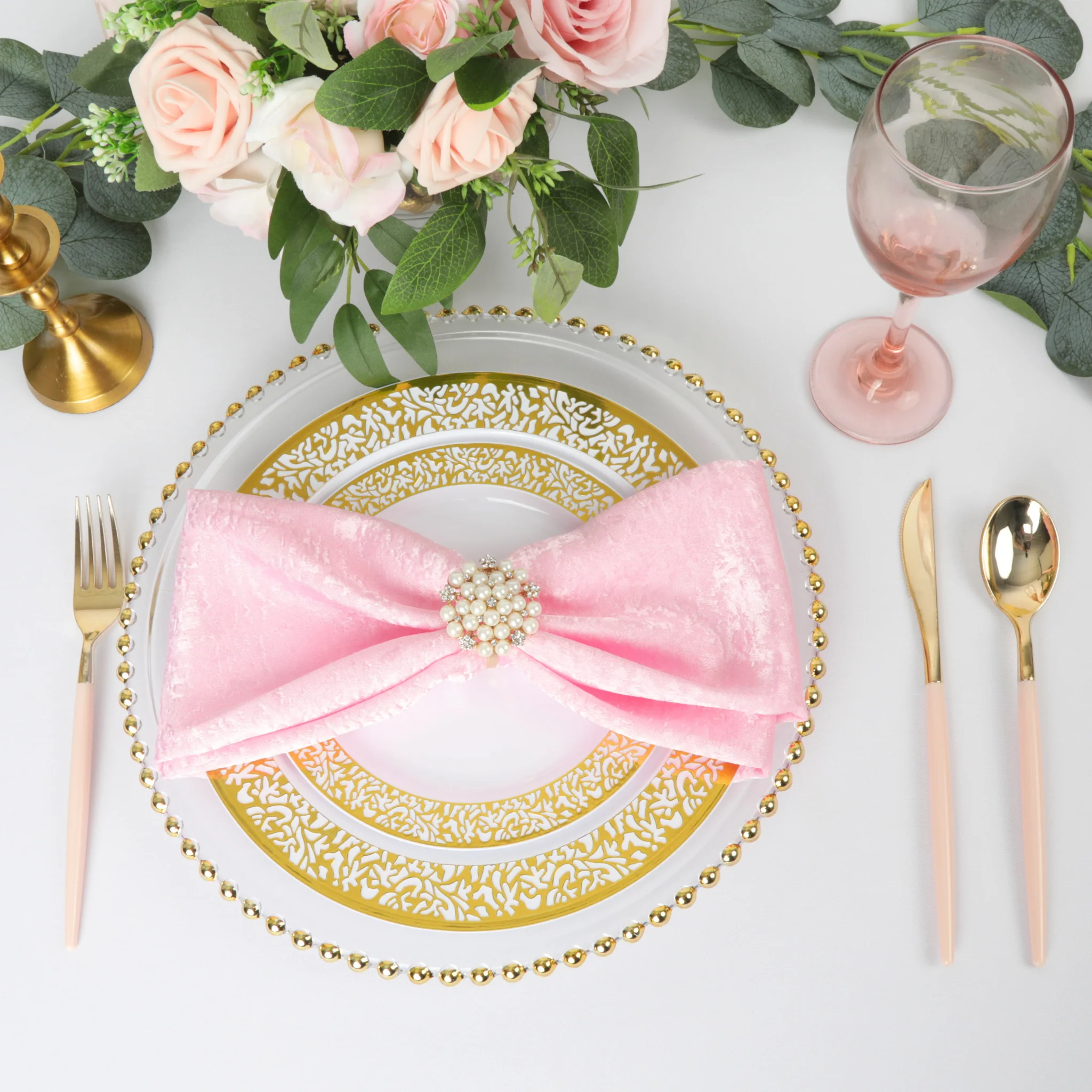 5 pcs/pk Crinkle Shimmer Napkin 20"x20" - Pink - Image 2