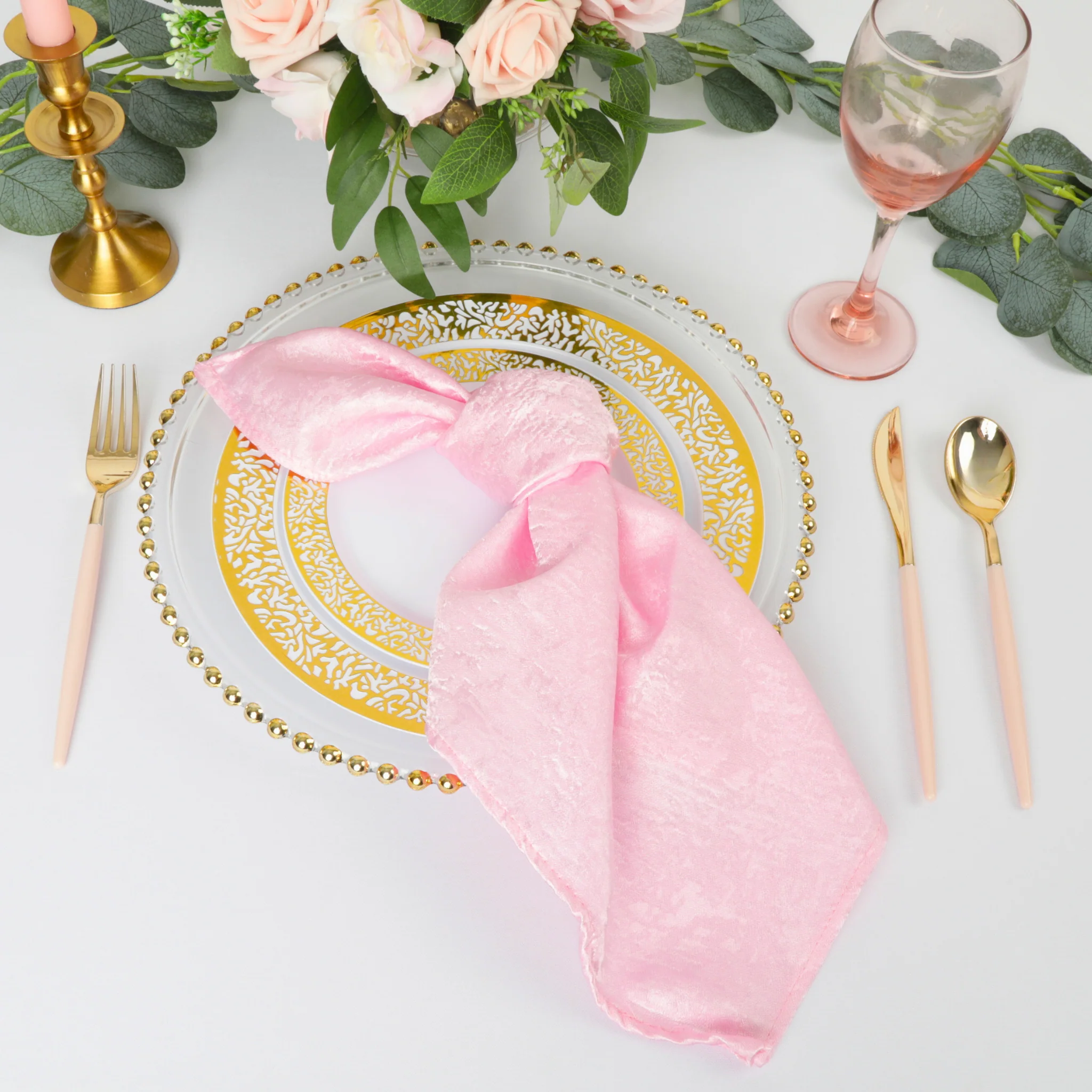 5 pcs/pk Crinkle Shimmer Napkin 20"x20" - Pink - Image 3