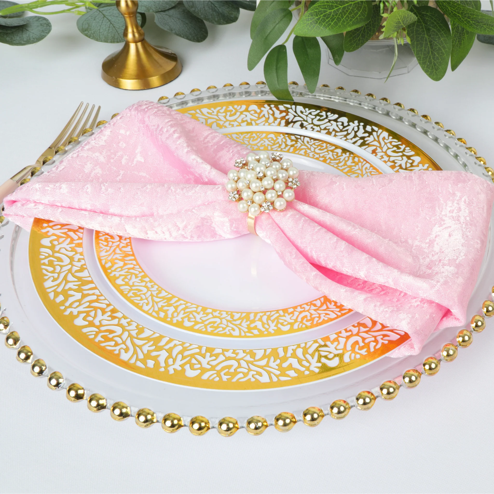 5 pcs/pk Crinkle Shimmer Napkin 20"x20" - Pink - Image 4