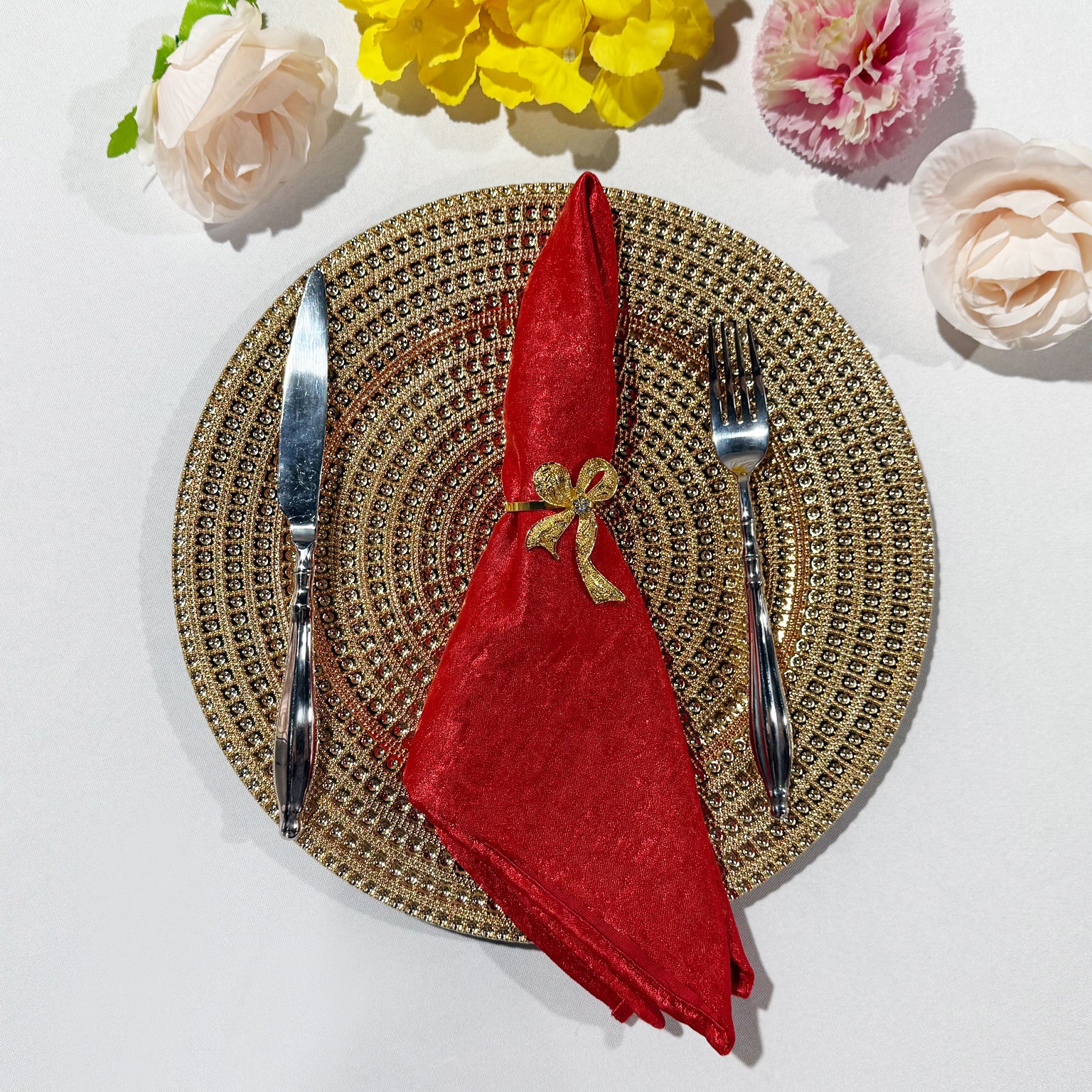 5 pcs/pk Crinkle Shimmer Napkin 20"x20" - Red - Image 3