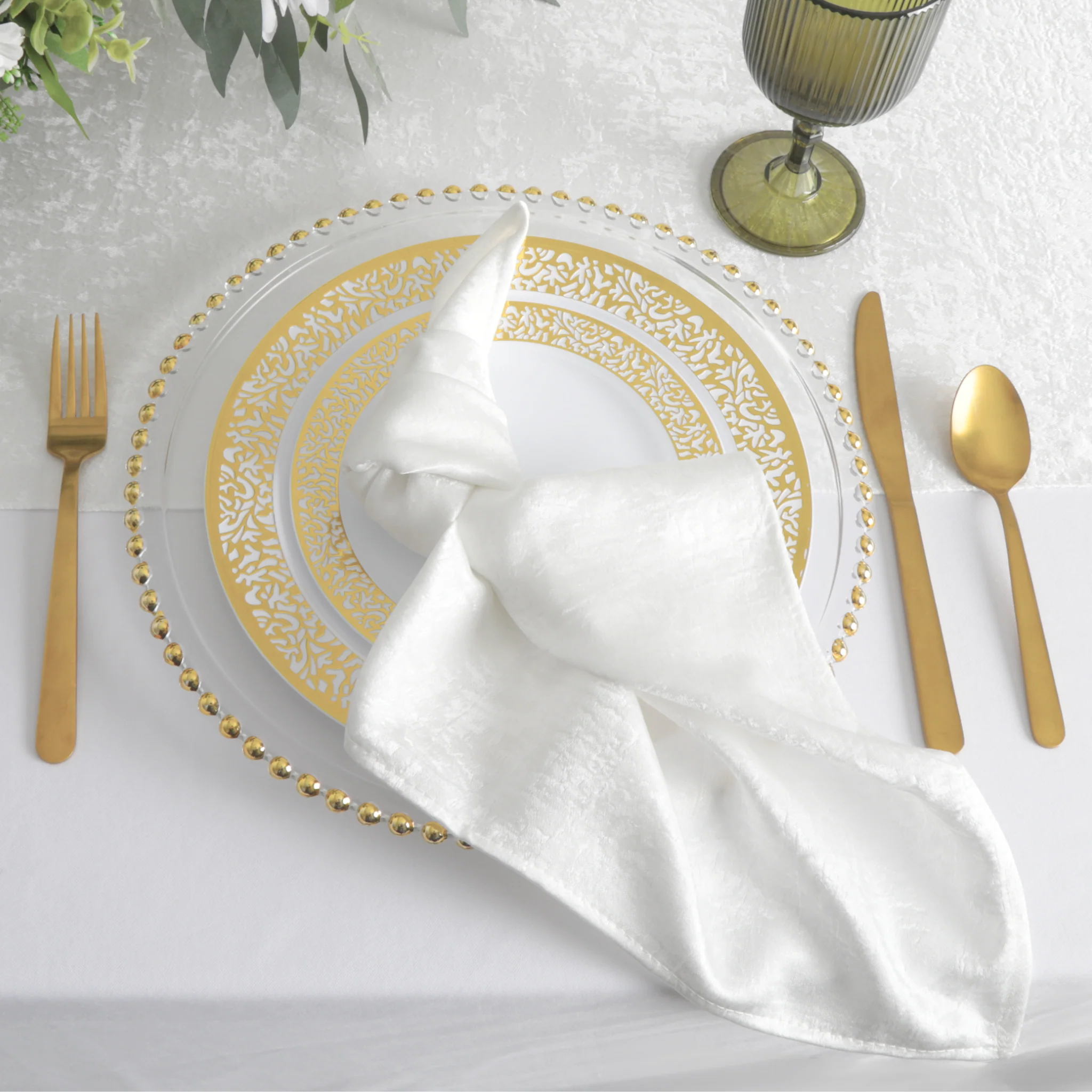 5 pcs/pk Crinkle Shimmer Napkin 20"x20" - White - Image 2