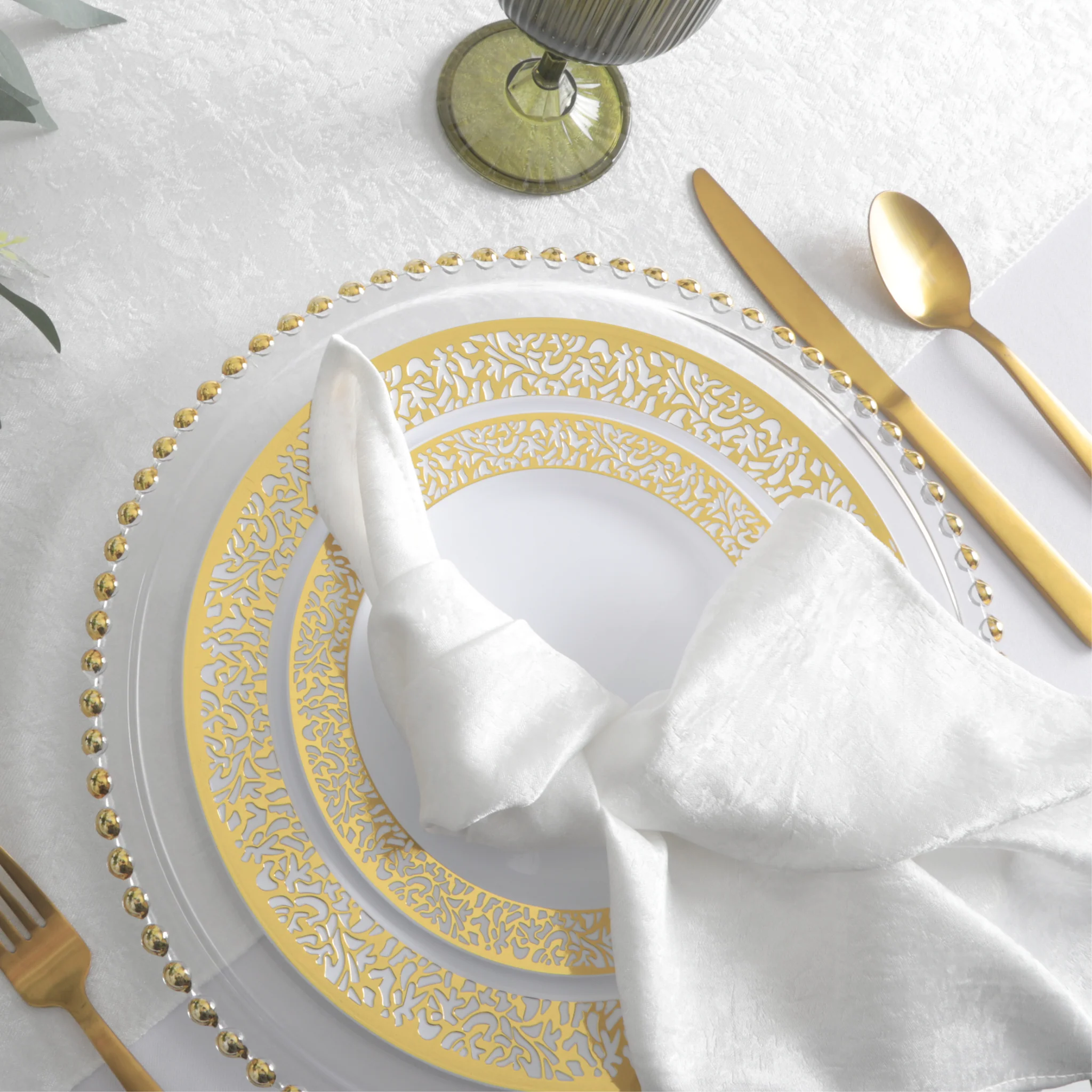5 pcs/pk Crinkle Shimmer Napkin 20"x20" - White - Image 4