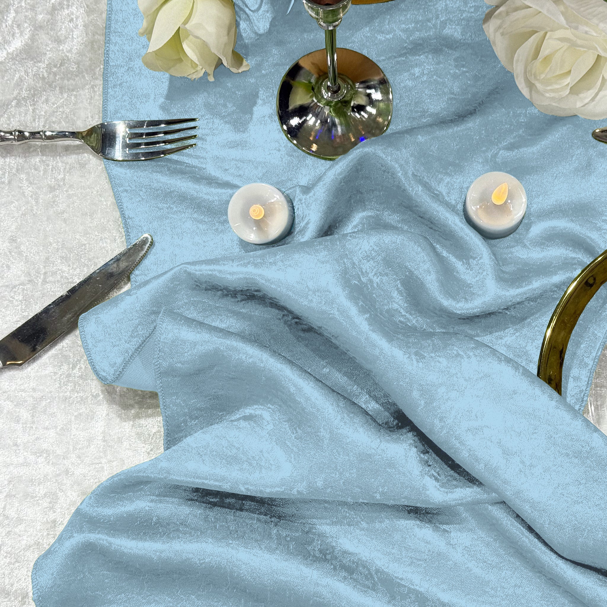 Crinkle Shimmer Table Runner - Baby Blue - Image 5