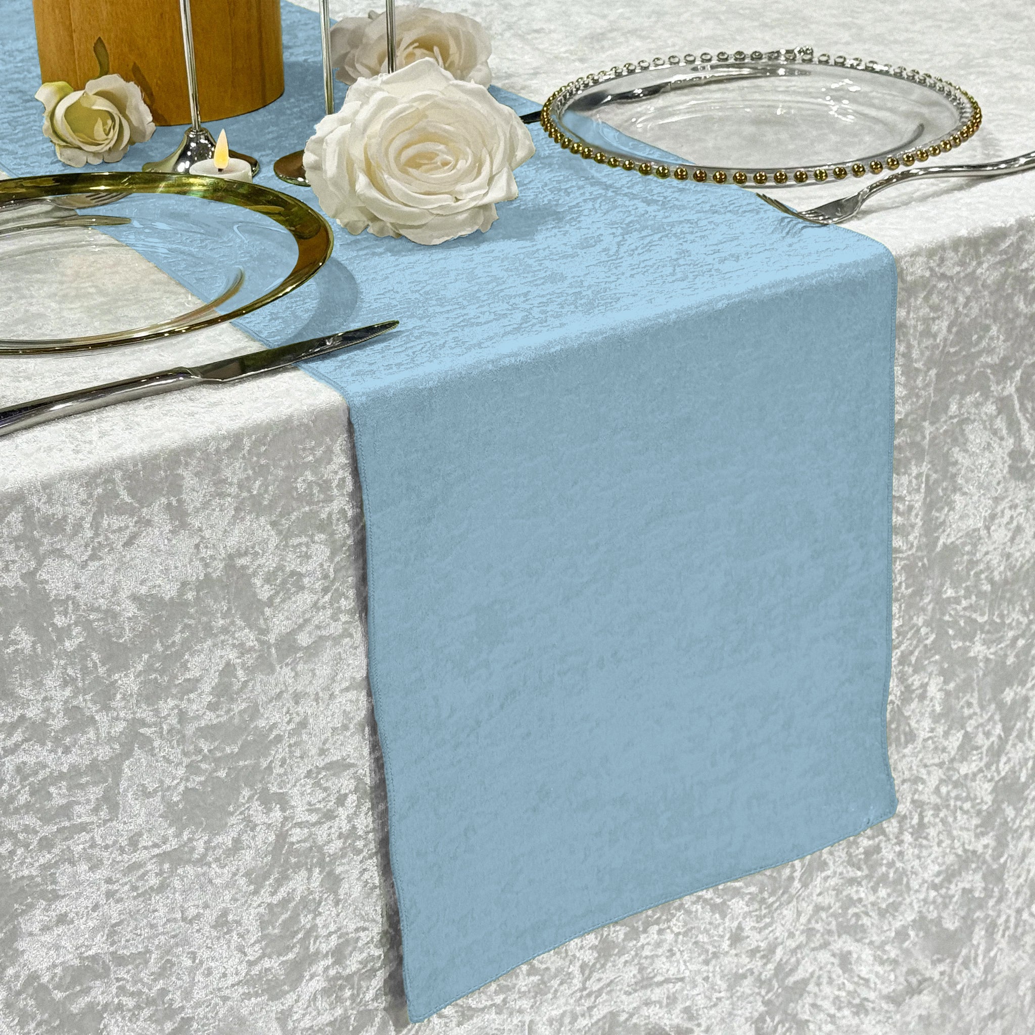 Crinkle Shimmer Table Runner - Baby Blue - Image 6