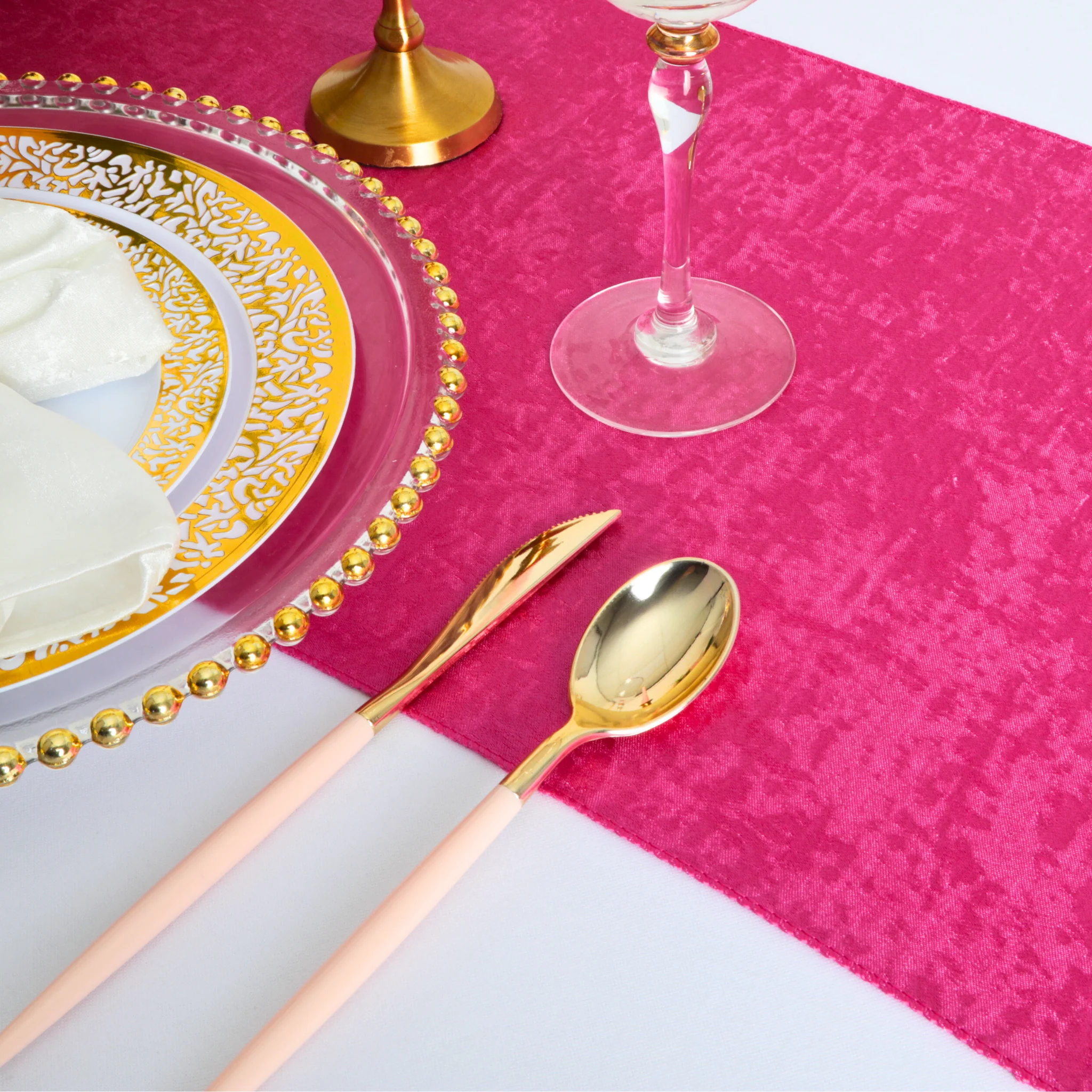Crinkle Shimmer Table Runner - Fuchsia - Image 3