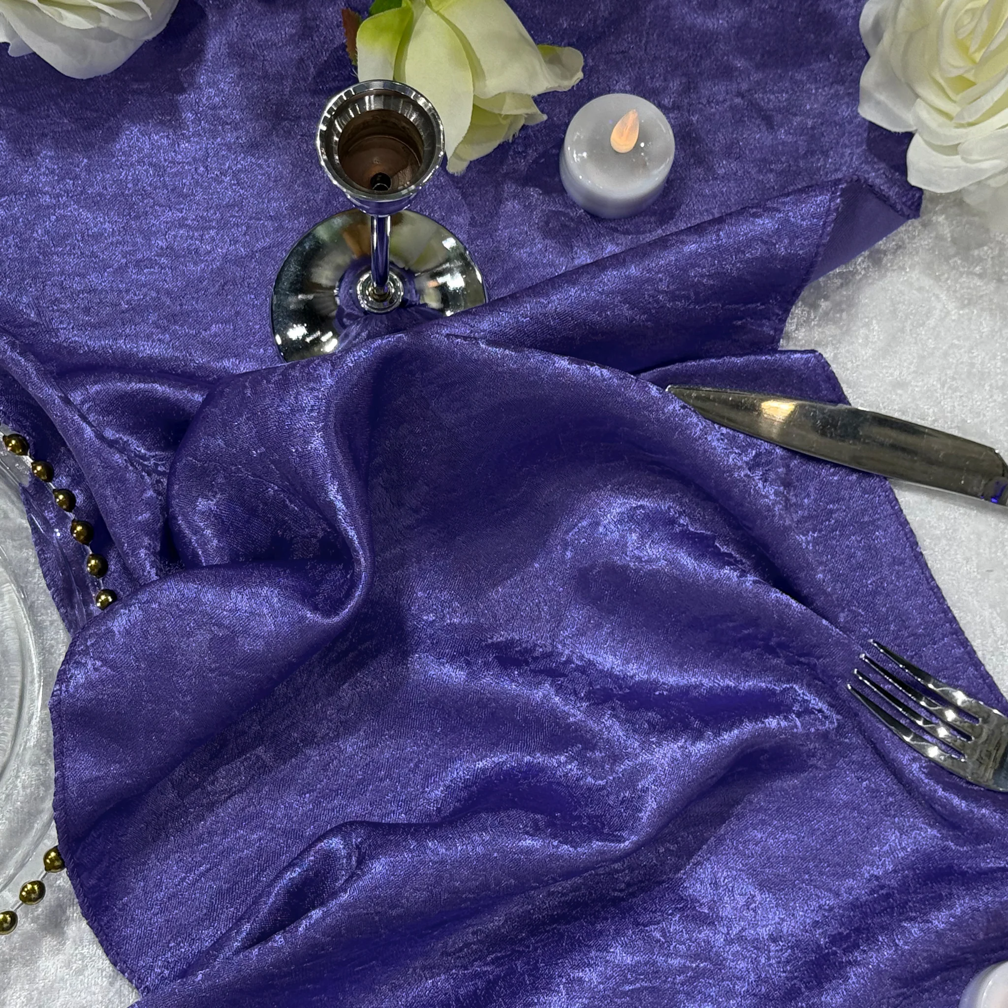 Crinkle Shimmer Table Runner - Purple - Image 2