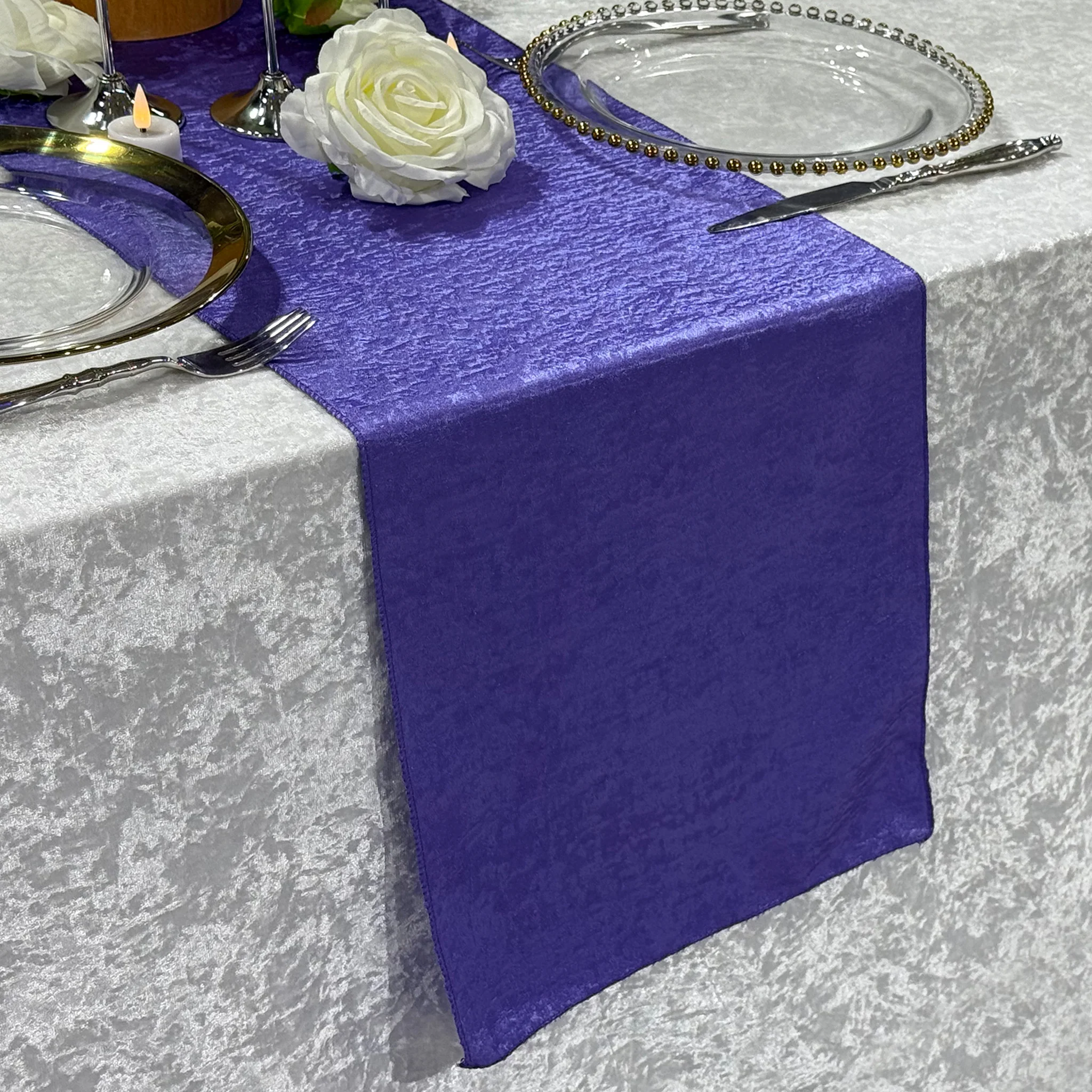 Crinkle Shimmer Table Runner - Purple - Image 3