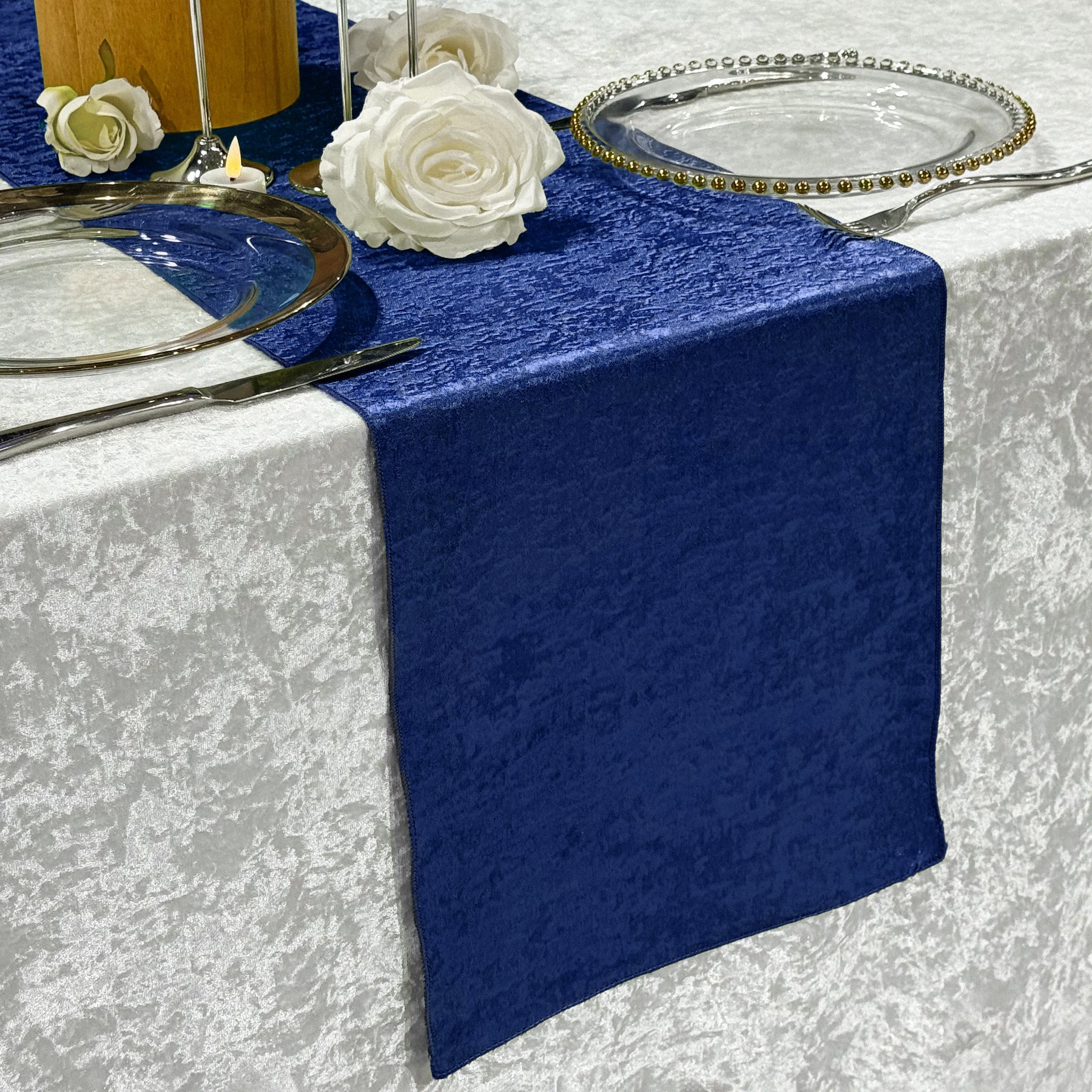 Crinkle Shimmer Table Runner - Royal Blue - Image 2