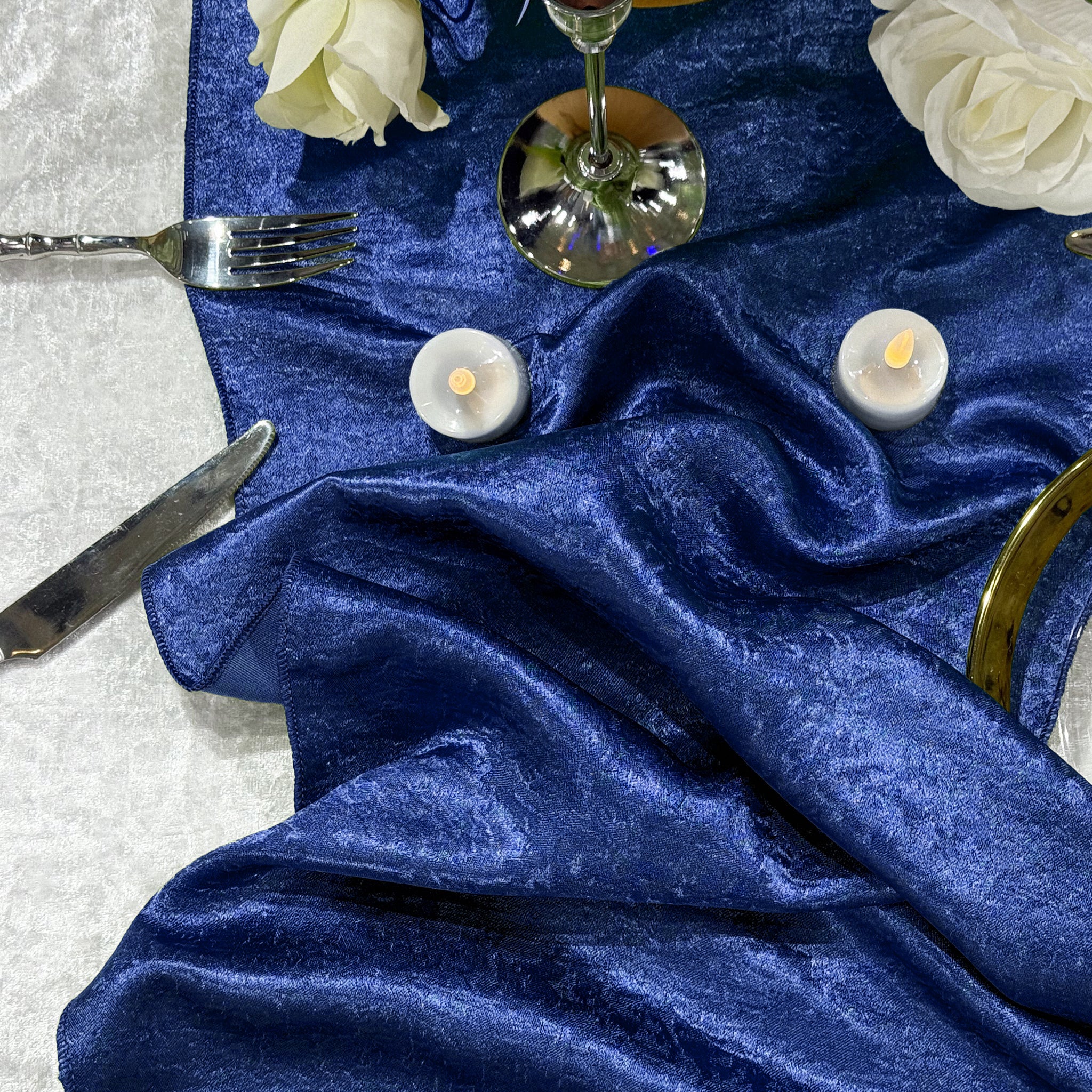 Crinkle Shimmer Table Runner - Royal Blue - Image 3