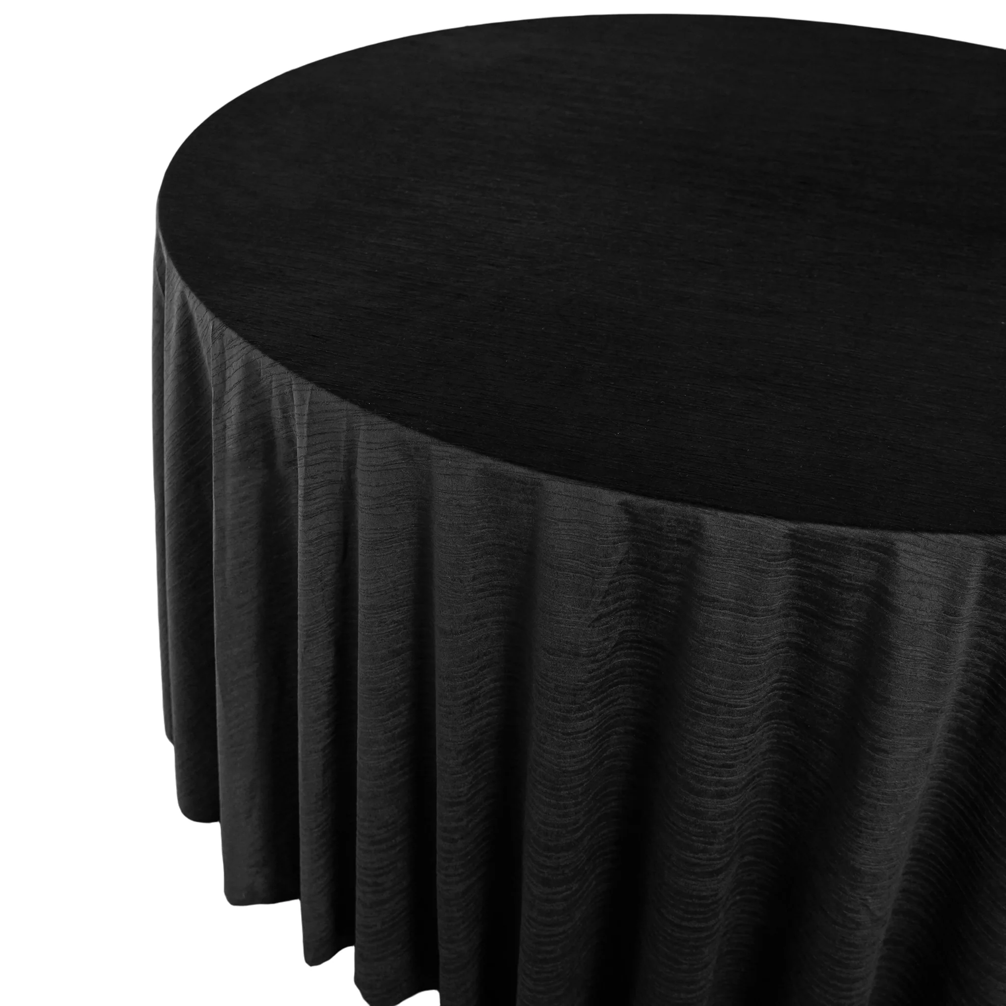 Crinkle Velvet 120" Round Tablecloth - Black - Image 9